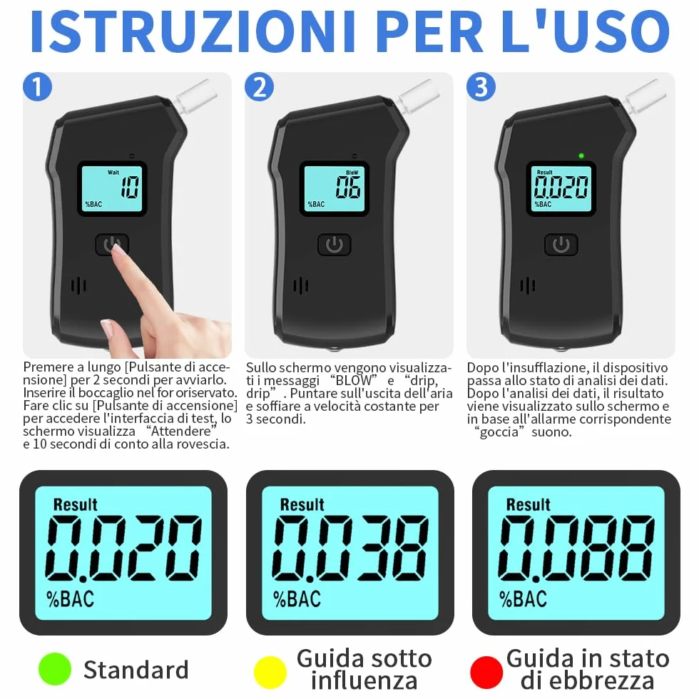 Certyfikowany przenośny alkomat, profesjonalny alkomat z cyfrowym wyświetlaczem LCD i chipem o wysokiej czułości, z dokładnością do stopniowania, przenośny test alkoholu do użytku domowego i