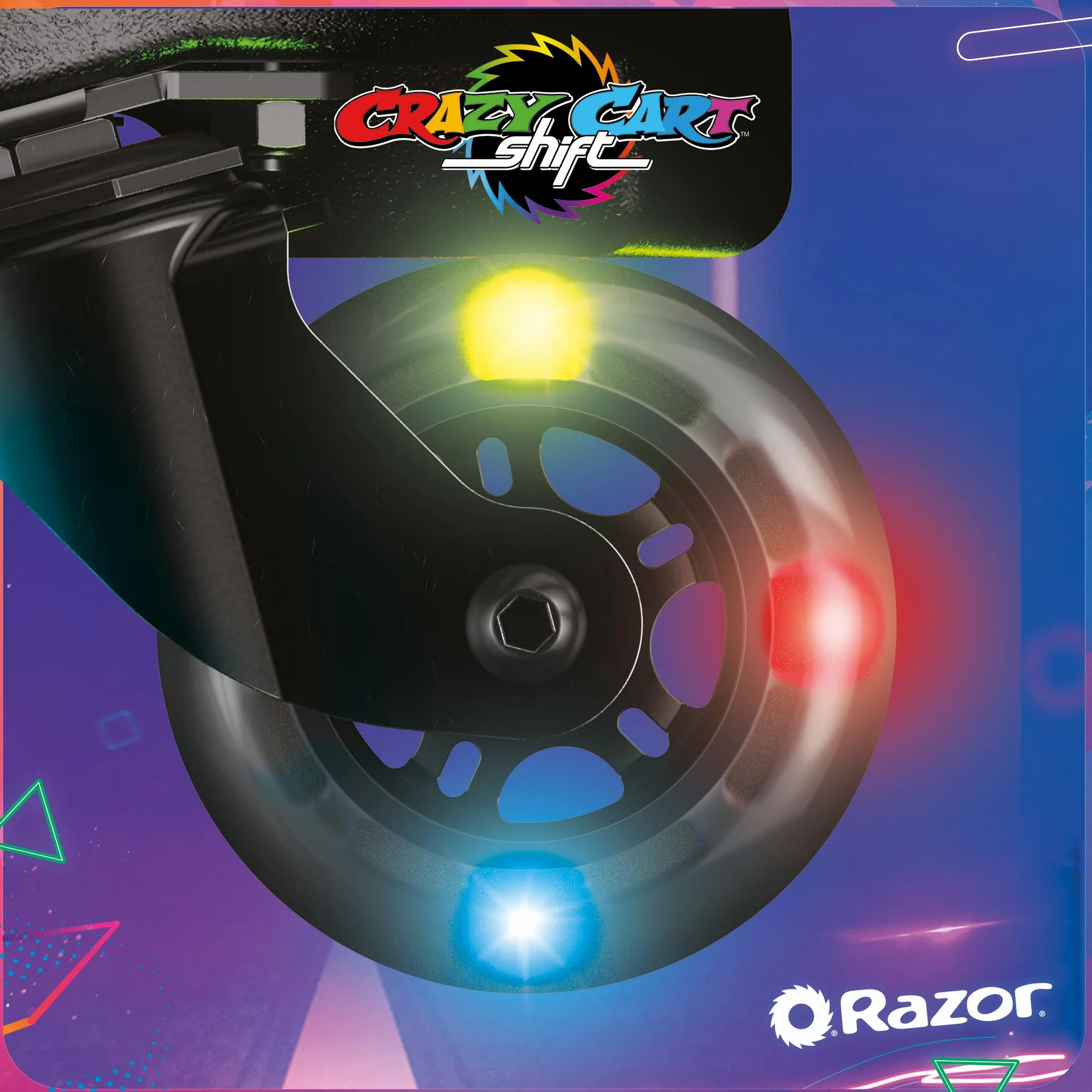 Razor Uniseks - Dzieci Crazy Cart Shift Lightshow 20173805 Gokart dla Dzieci, Czarny