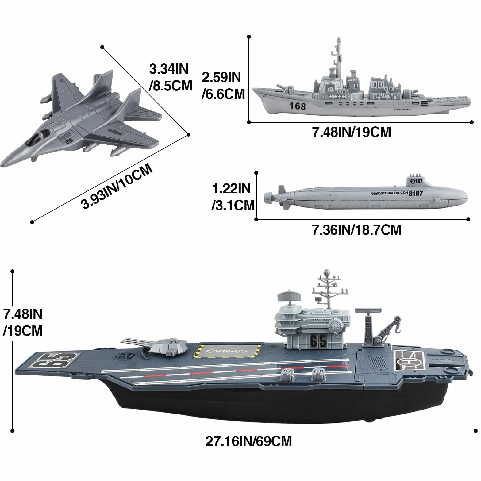deAO Modele lotniskowców z małymi modelami samolotów, ciężarówek, helikopterów, czołgów, łodzi podwodnej, pancerników, figurek akcji, prezent dla chłopców