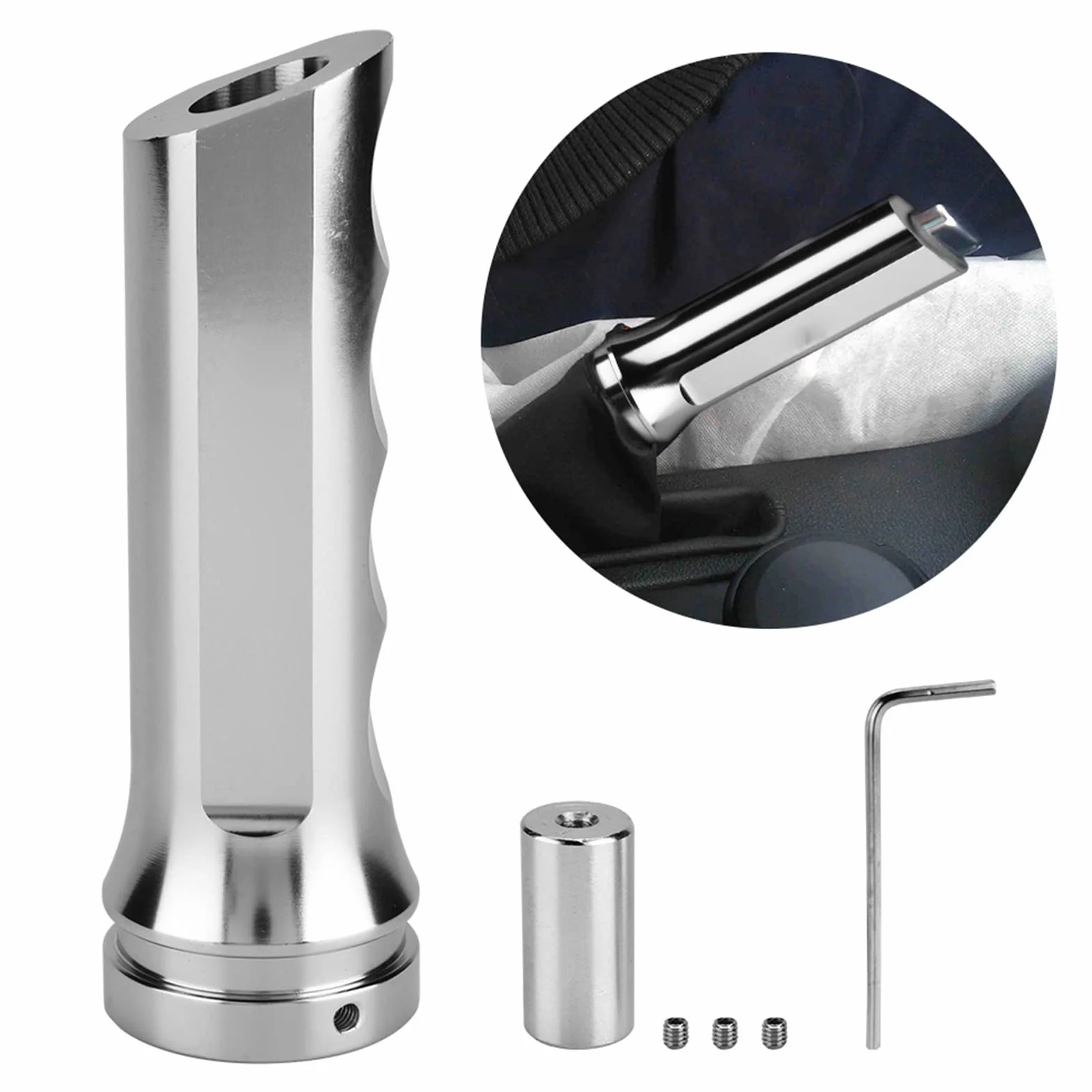 Universal Auto Car Aluminiowa Osłona Hamulca Ręcznego Osłona Uchwytu Hamulec Ręczny Tuleja Czerwona Modyfikacja Układu Hamulcowego (Srebro)
