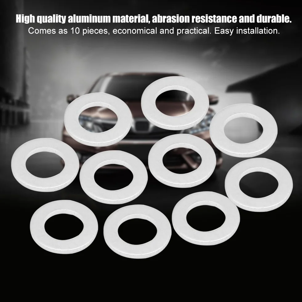Uszczelki korka spustowego, auto 14 mm 10 sztuk Korek spustowy Podkładki dociskowe zgniatane Uszczelki 94109-14000 aluminium srebrne