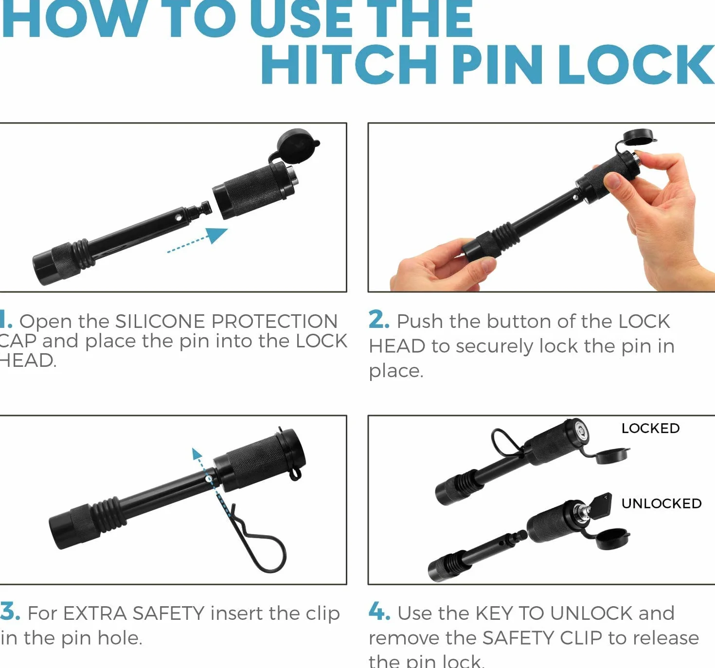 Namvo Trailer Hitch Lock Pin zestaw 1/2" i 5/8" z klipsem zabezpieczaj?cym, dziesi?? pier?cieni uszczelniaj?cych i dwoma kluczami