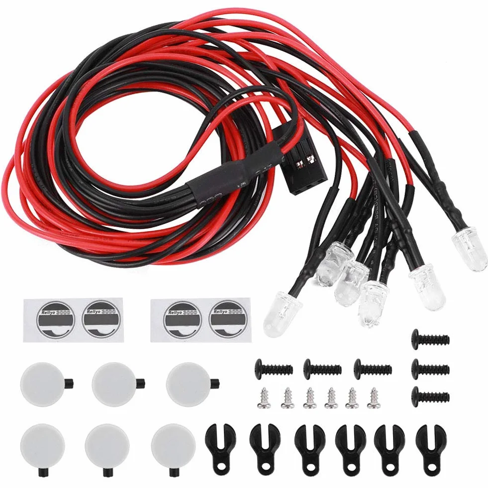 Światła dachowe RC, długowieczne zdalne sterowanie LED Crawler Oświetlenie bagażnika samochodowego RC Okrągły abażur Akcesoria Pasuje do Traxxas Trx4 / SCX10 II 90046 90047 1/10 RC Car (6LED)