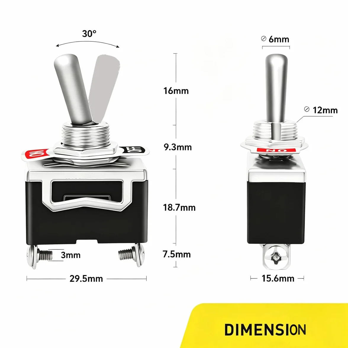 Gebildet Przełącznik dźwigienkowy 10A 12V DC SPST 2-pinowy Rocker Toggle 4 sztuki
