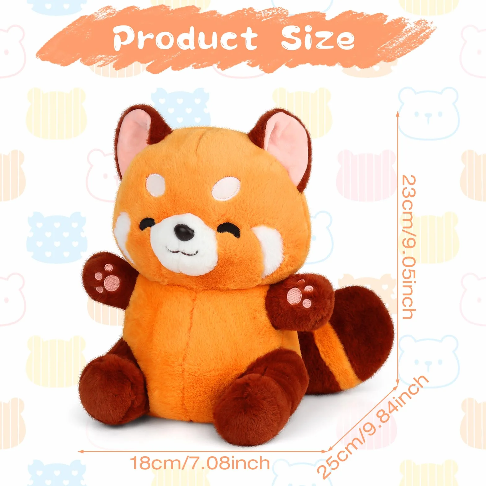 Mineup Czerwona panda przytulanka 23 cm, czerwona panda pluszowa, pluszowa panda Kawaii, przytulna panda pluszowa, czerwona panda pluszowa zabawka, panda lalki poduszka prezent dla dzieci, Boże
