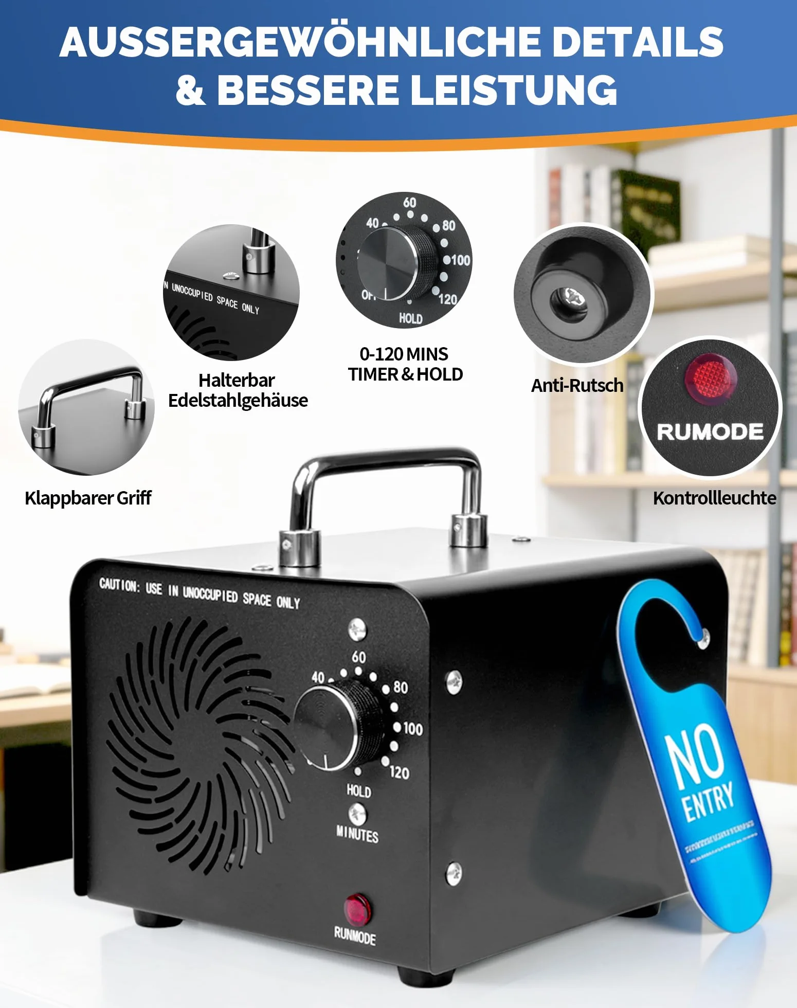 Ozonator 60000 mg/h O3 oczyszczacz powietrza neutralizator zapachów do 400 m² timer 120 min przemysłowy