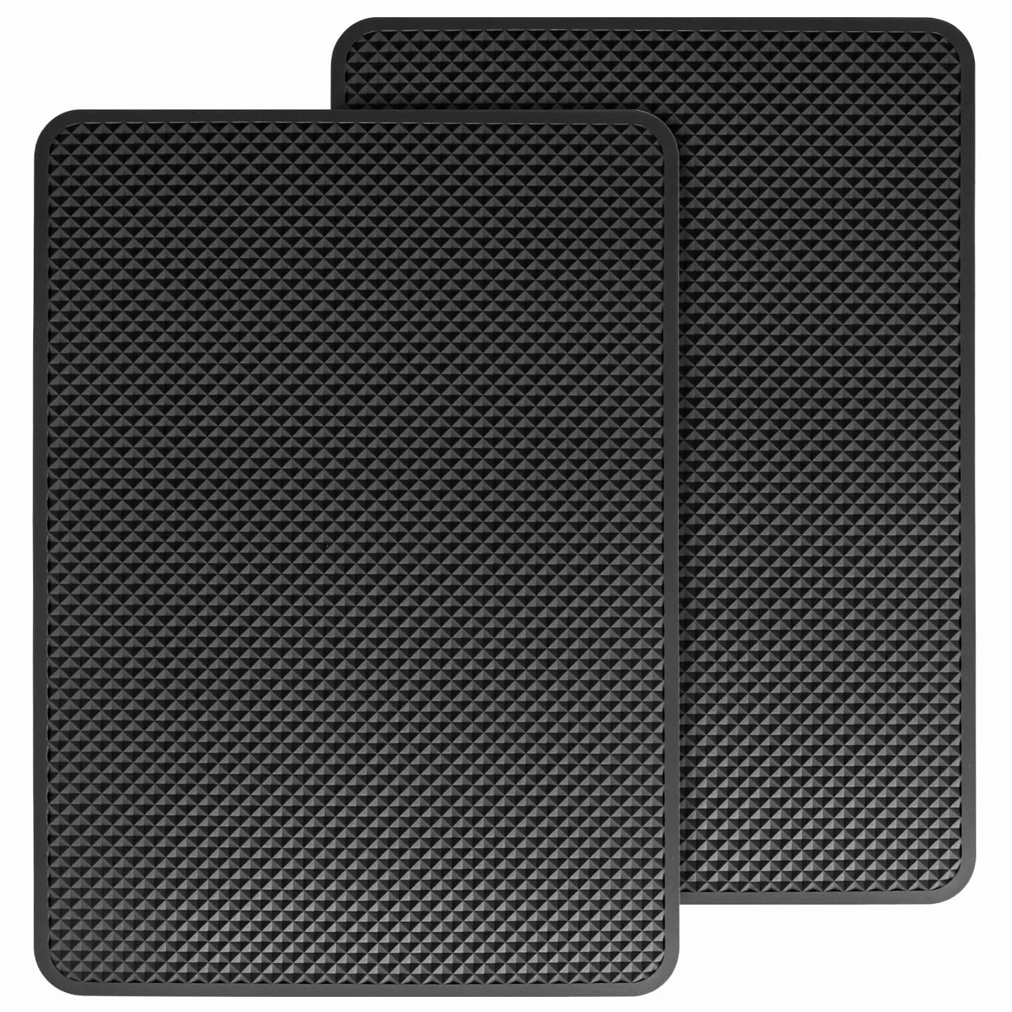 QWORK® 2 Pack Mata antypoślizgowa na deskę rozdzielczą - 18x13cm Wzór Romb PU Materiał - Wielofunkcyjna Mata antypoślizgowa na telefony, okulary przeciwsłoneczne, klucze i więcej