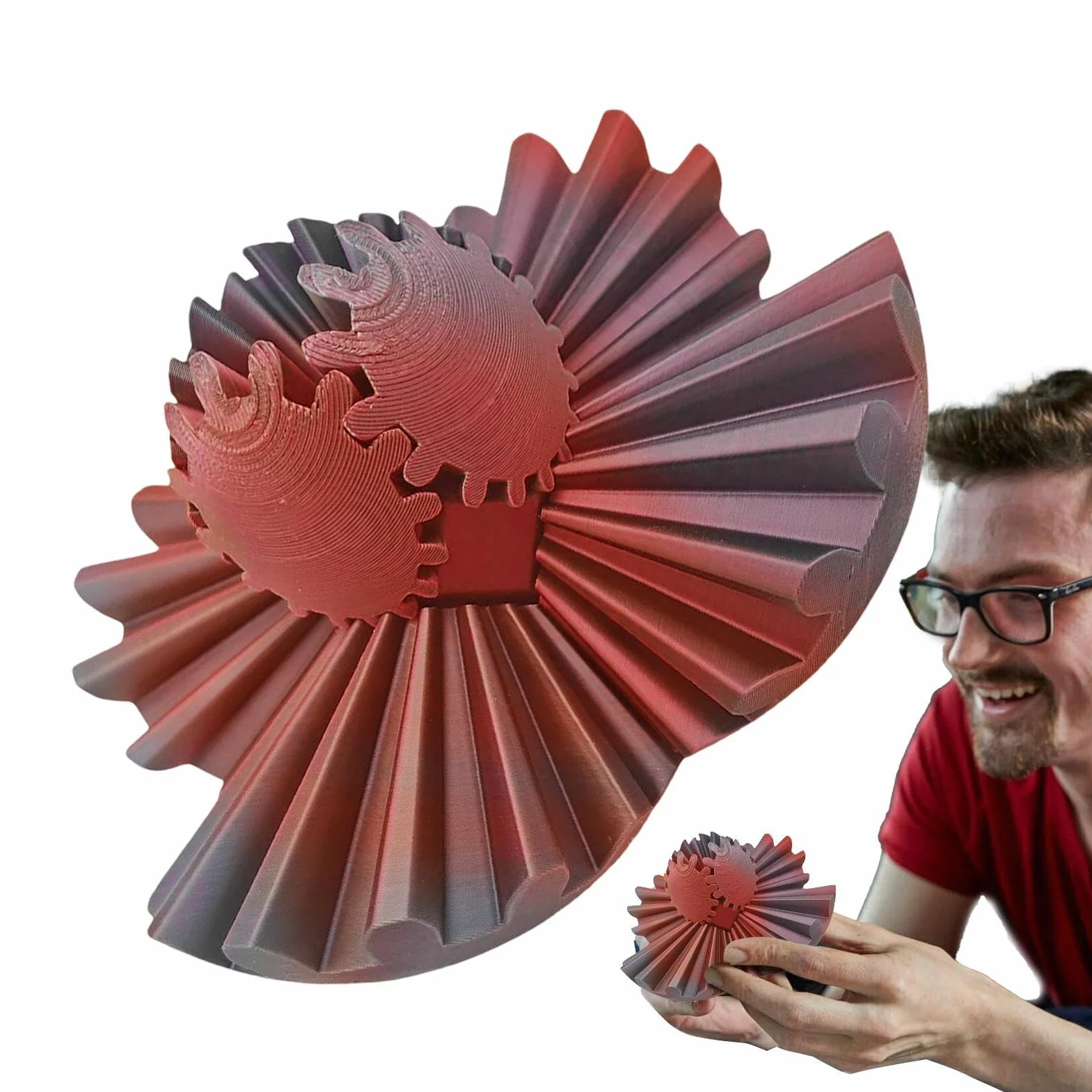 Gear Ball Fidget Zabawka Gear Ball z nadrukiem 3D, spin, z nadrukiem 3D, redukuje stres, zabawka fidget dla dorosłych i dzieci od 6 lat