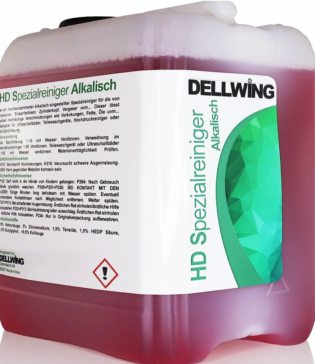 DELLWING Specjalny środek czyszczący HD – wysoko skoncentrowany alkaliczny środek czyszczący do gaźników, głowic cylindrów, wtryskiwaczy, dysz wtryskowych, jako kąpiel ultradźwiękowa, mycie części,