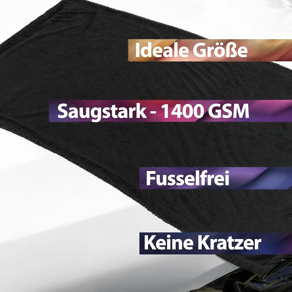 Kemes ściereczek mikrofibra do samochodu XXL 80 x 50 cm Premium 1400 GSM, 5-krotna, bardzo chłonna do polerowania i pielęgnacji