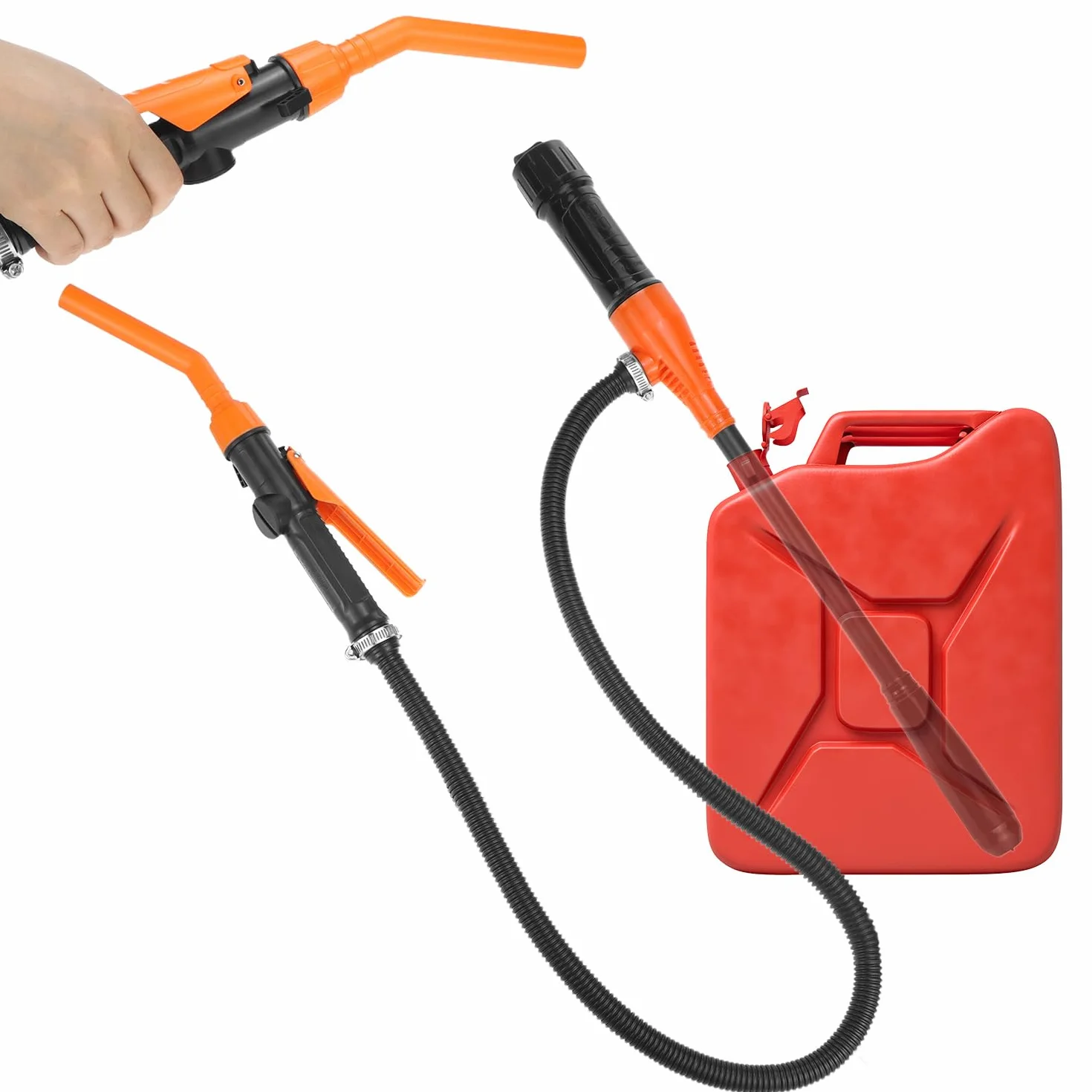 QWORK® Pompa paliwowa Przenośna pompa benzynowa do transferu akumulatora z dyszą szybkiego zatrzymywania i kontrolą przepływu do paliwa, oleju, oleju napędowego, benzyny