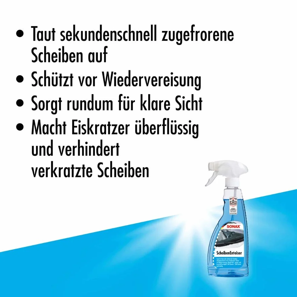 SONAX Odmrażacz do szyb (500 ml) błyskawicznie odmrażanie szyb bez zarysowań i zapewnia dobrą widoczność w zimie, nr art. 03312410