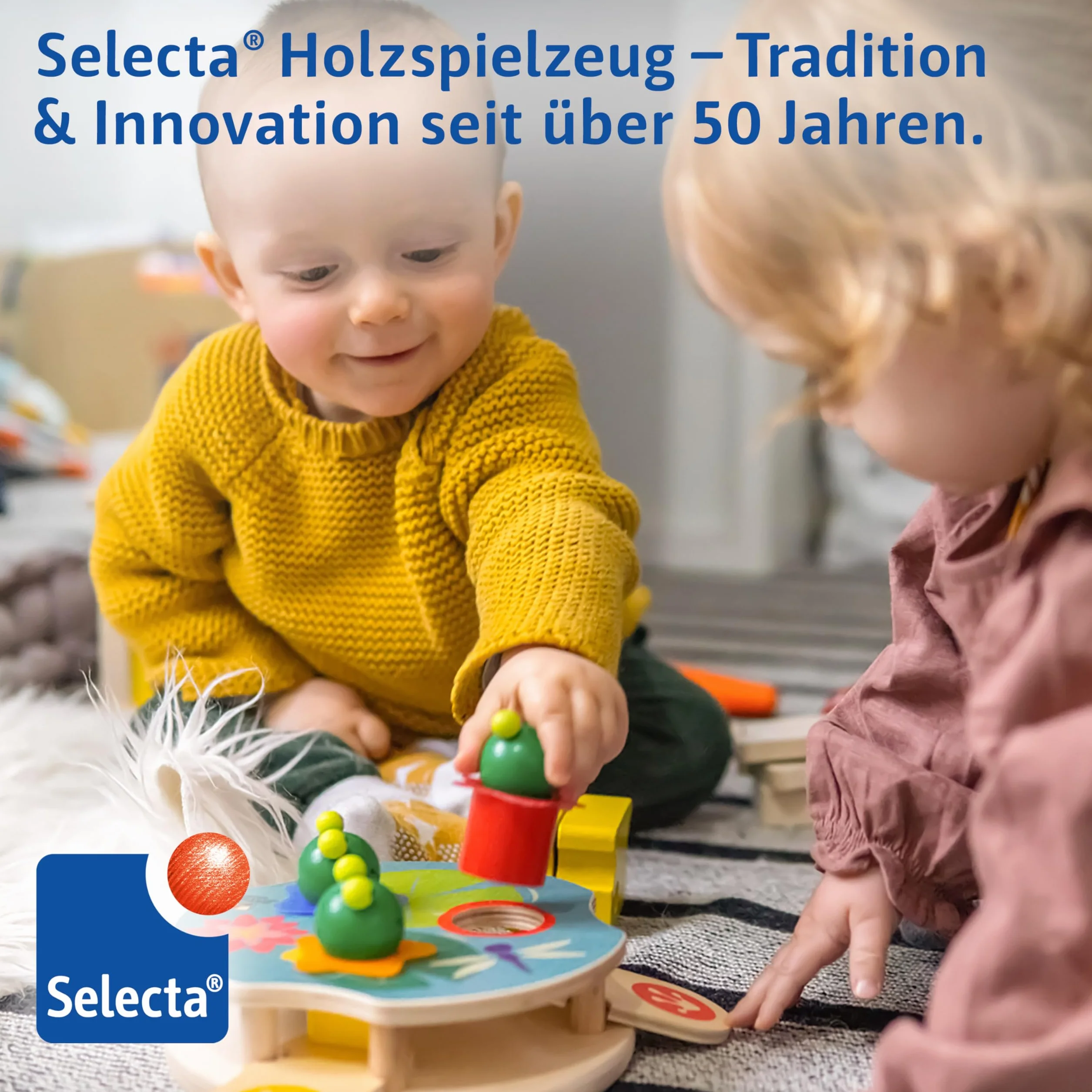 Selecta 62023 Królik Hanna Hoppel, drewniana zabawka do ciągnięcia, 13 cm