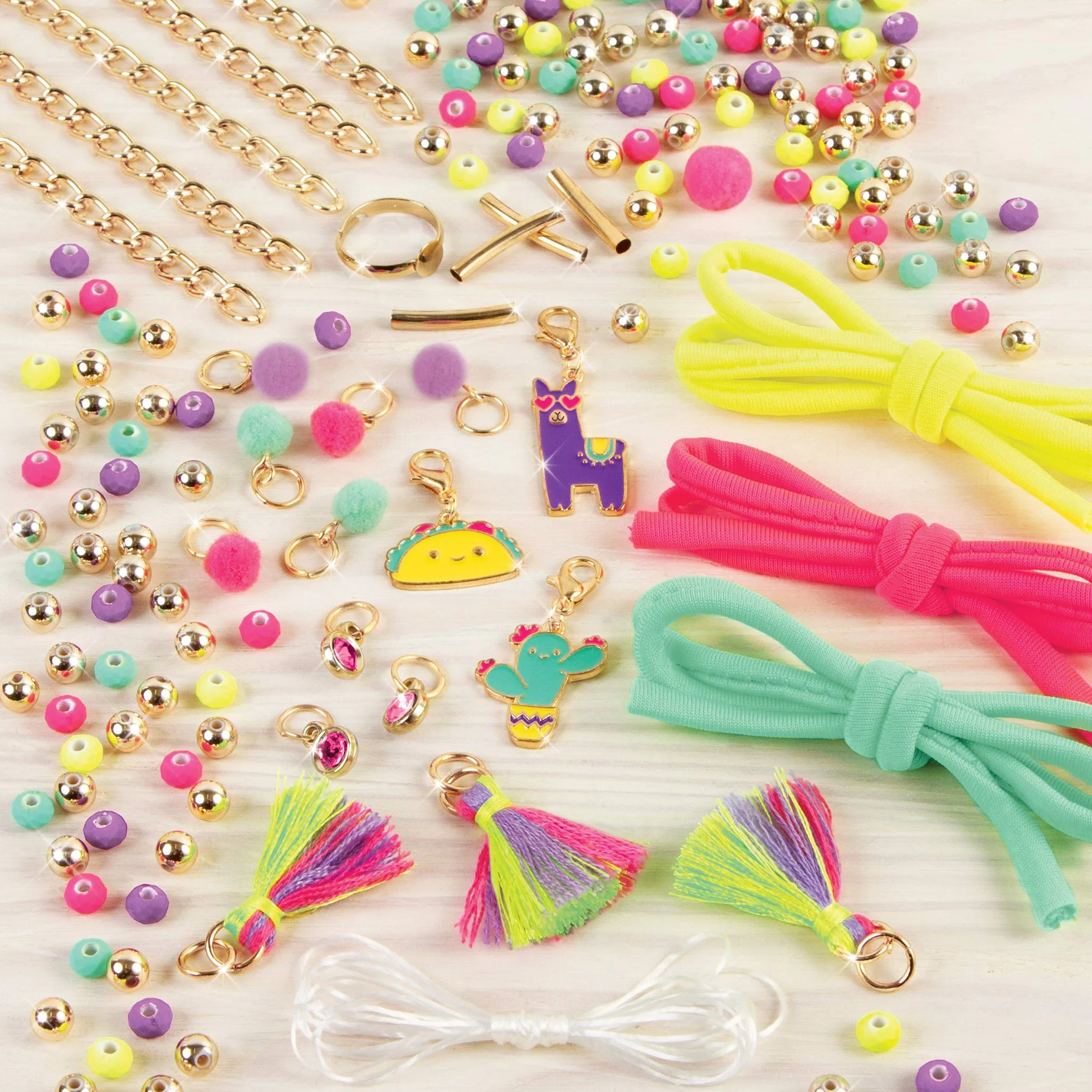 Make It Real Bracelet Making Kit with Neon Bracelet Beads - Girls Friendship Jewellery - Arts and Crafts for Kids