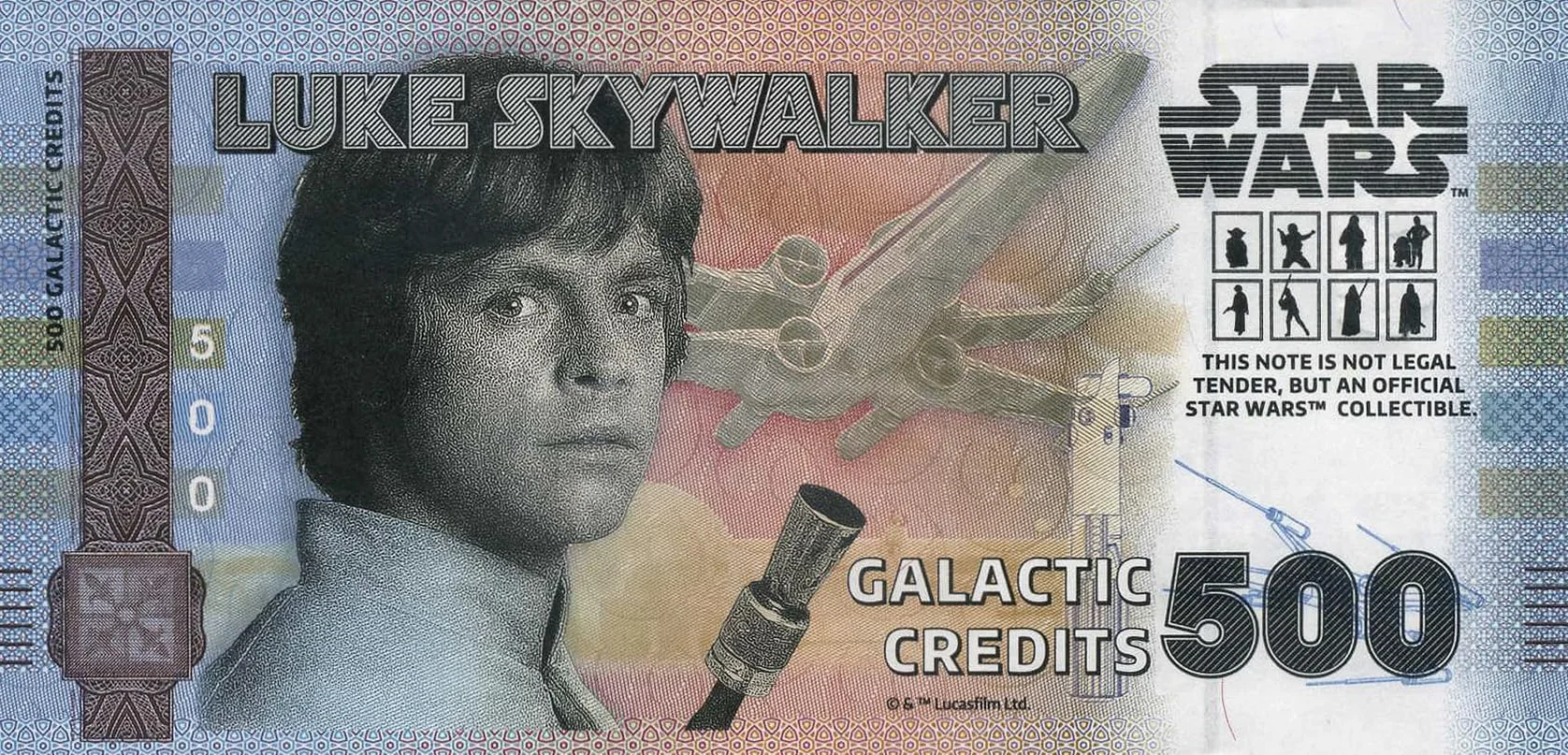 FANTASY CLUB | Gwiezdne Wojny Trylogia Bilet Oryginalny Luke Skywalker | Oficjalny towar | Edycja limitowana ze złotym hologramem i efektami UV
