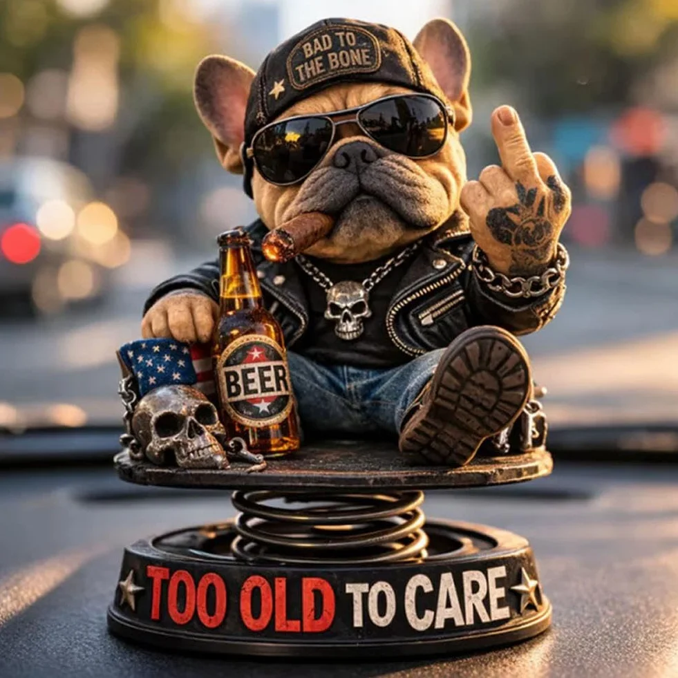 Bobblehead Bulldog na Deskę Rozdzielczą - Figurka z Żywicy, Potrząsająca Głową Psa Ozdoba Samochodowa