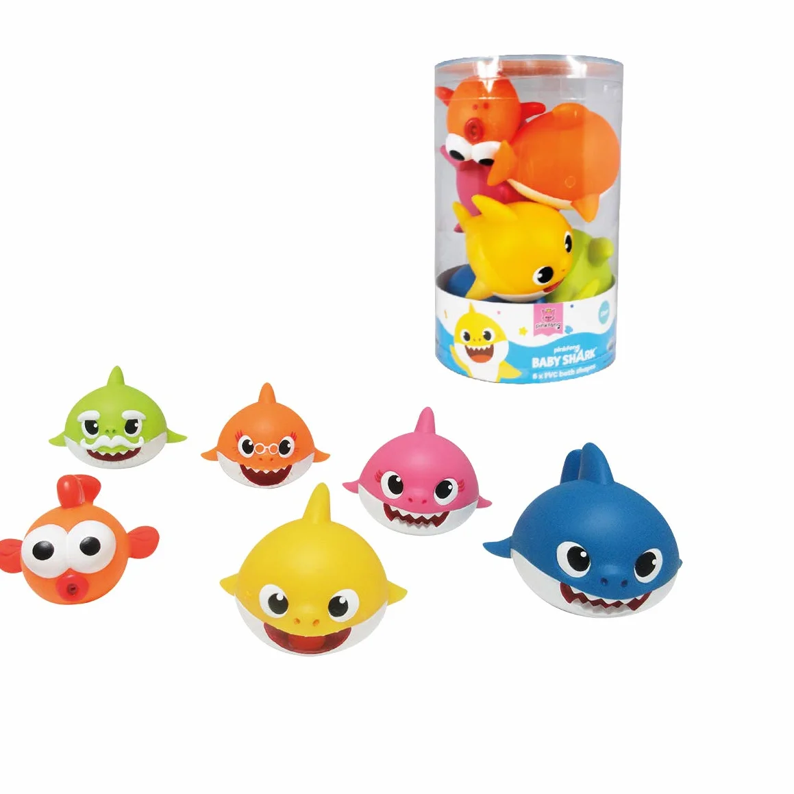 S.O.D Baby Shark Zabawki Do Kąpieli, Wielokolorowy, 6 Sztuk, 48821