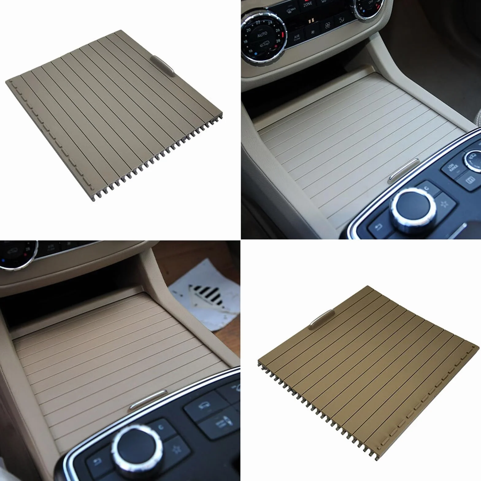 Armsteun Richter Bush Pasuje do Mercedes Benz ML GL GLE GLS ML300 350 W166 W292 Uchwyt na kubek konsoli samochodowej Przesuwana osłona Osłona środkowa rolety(Model A Beige)