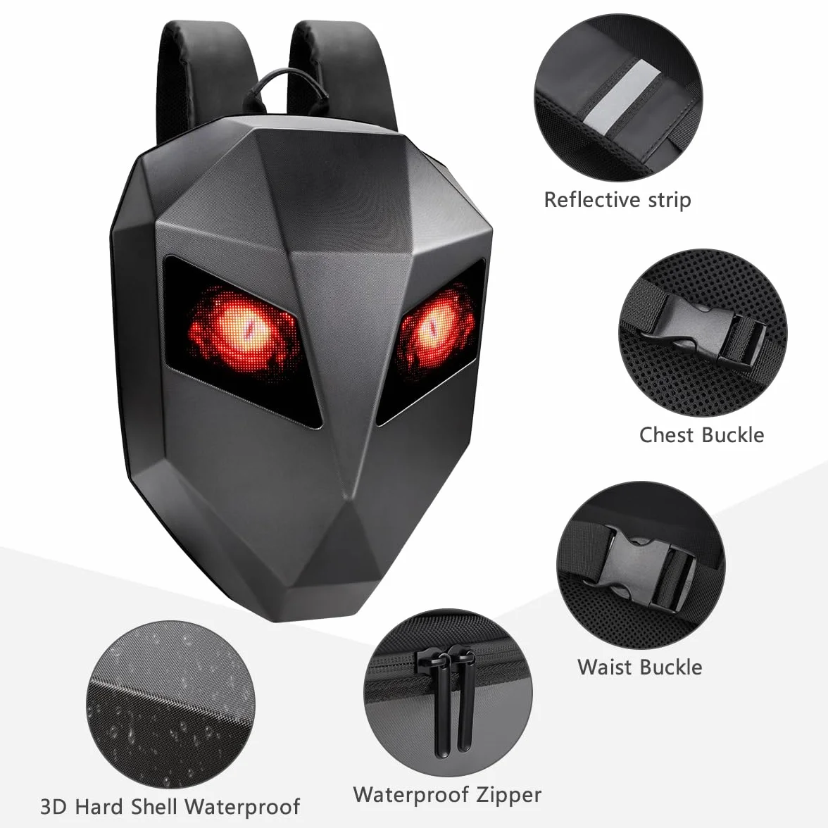 Plecak LED Pixel Art motocyklowy wodoszczelny twarda skorupa 3D torba na kask iOS Android