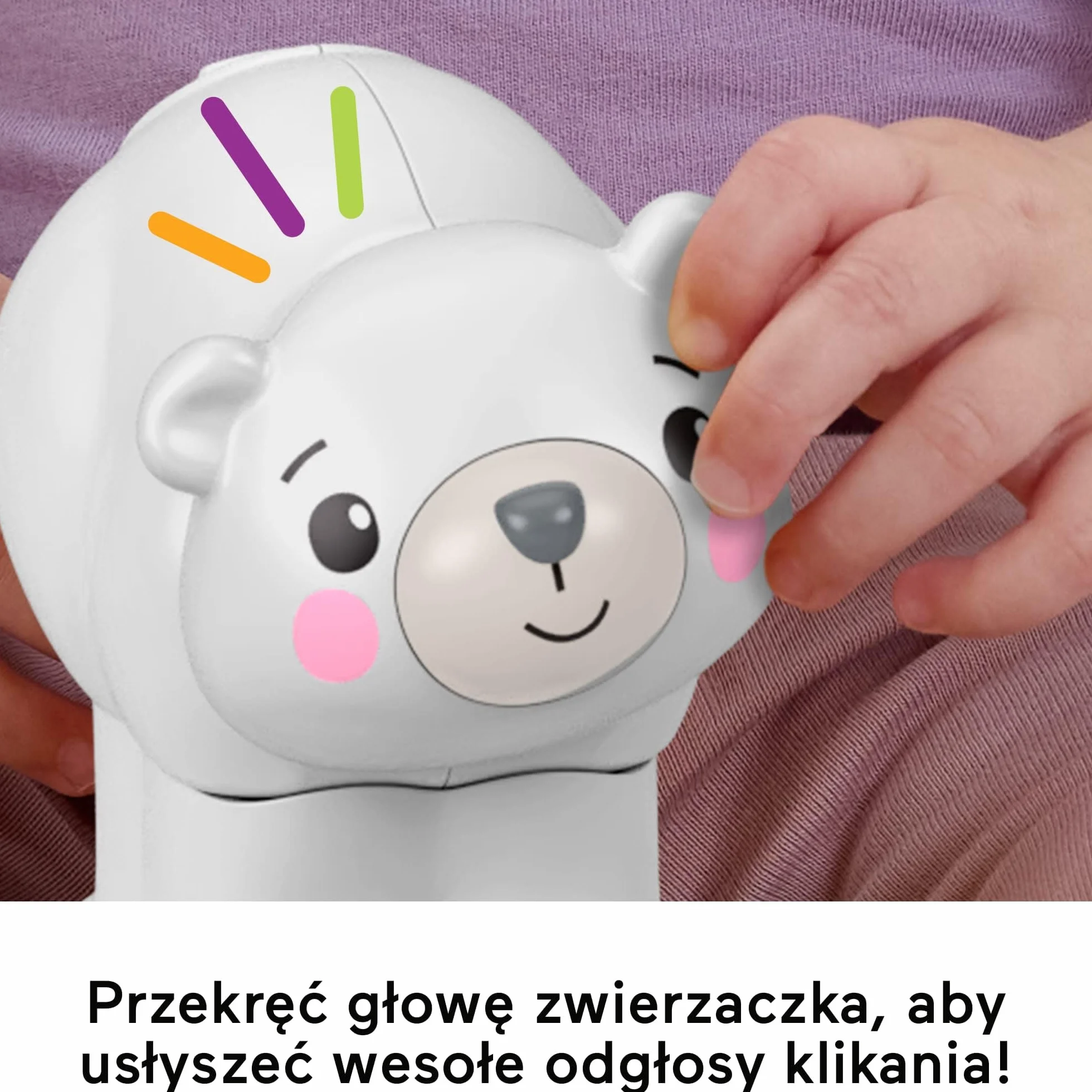 Fisher-Price Miś polarny na kółkach „Raczkuj za mną” Pojazd z motywem zwierzątka, zabawka do nauki raczkowania dla niemowląt od 9 miesiąca życia, JDL63