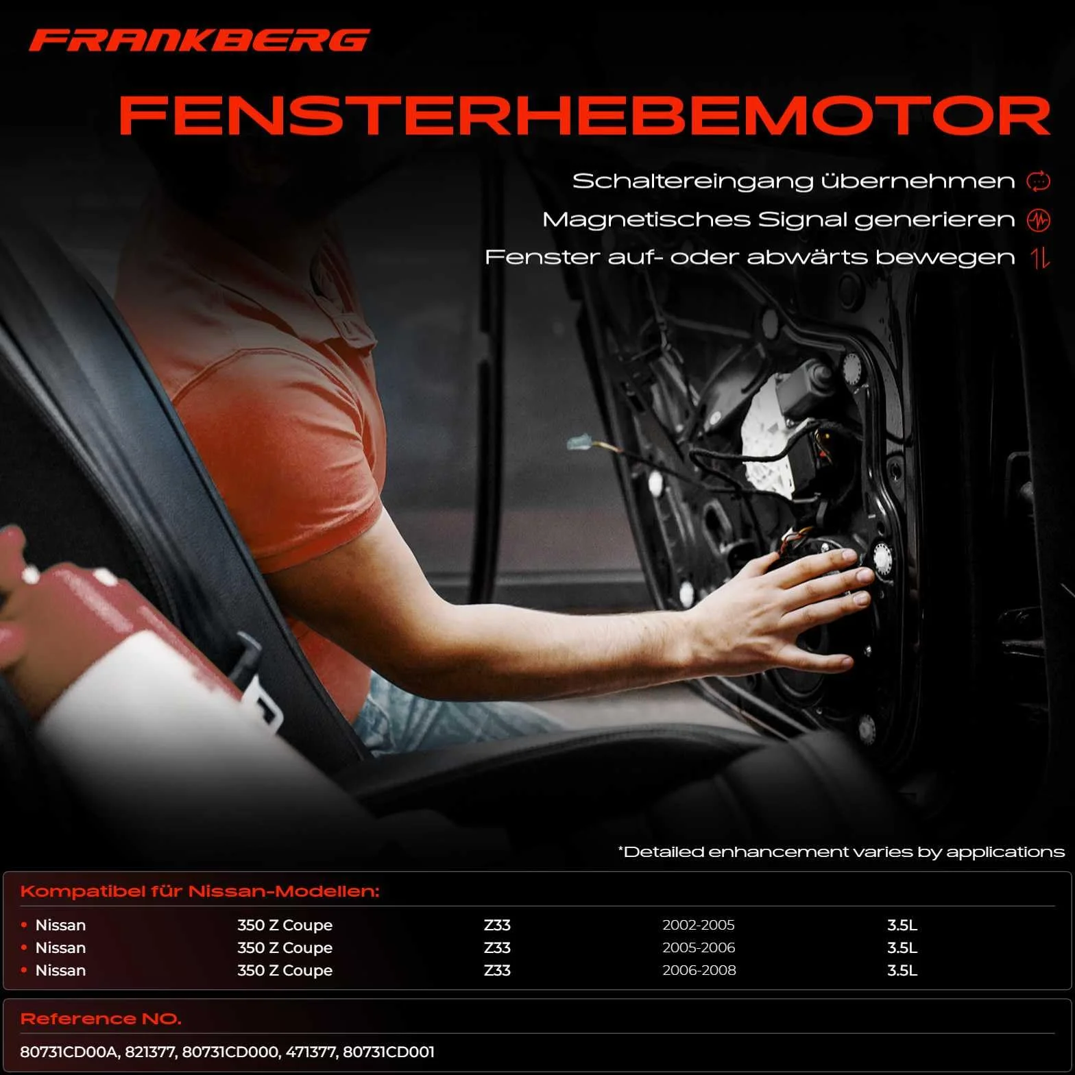 Frankberg podnośnik do szyb lewy przód 350 Z Z33 Coupe 2002-2009 80731CD000