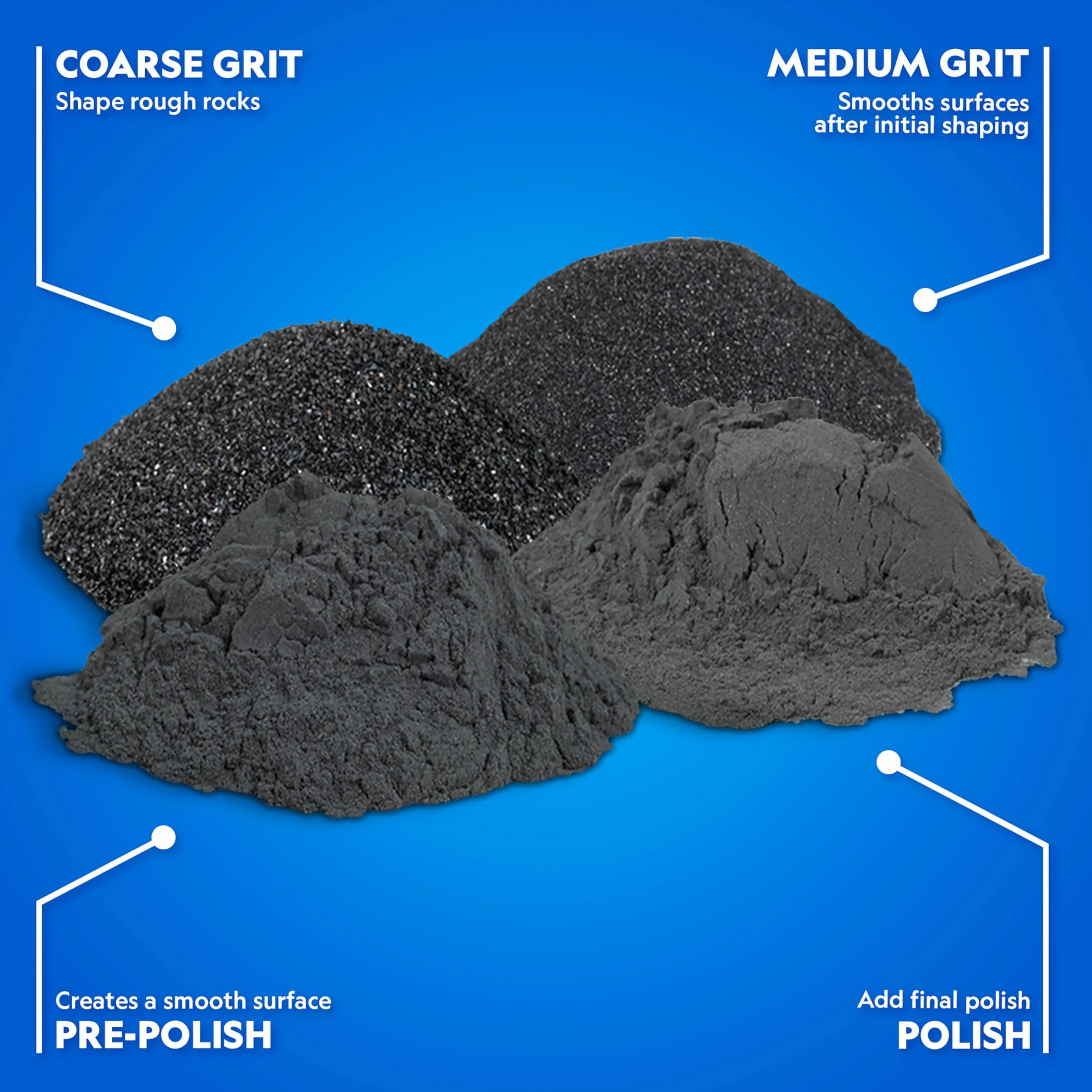 NATIONAL GEOGRAPHIC Rock Tumbler Grit – media, do polerowania skał, polerowanie do 9 kg skał, pasuje do każdego kubka rockowego, polerki do kamieni, polerki do kamieni