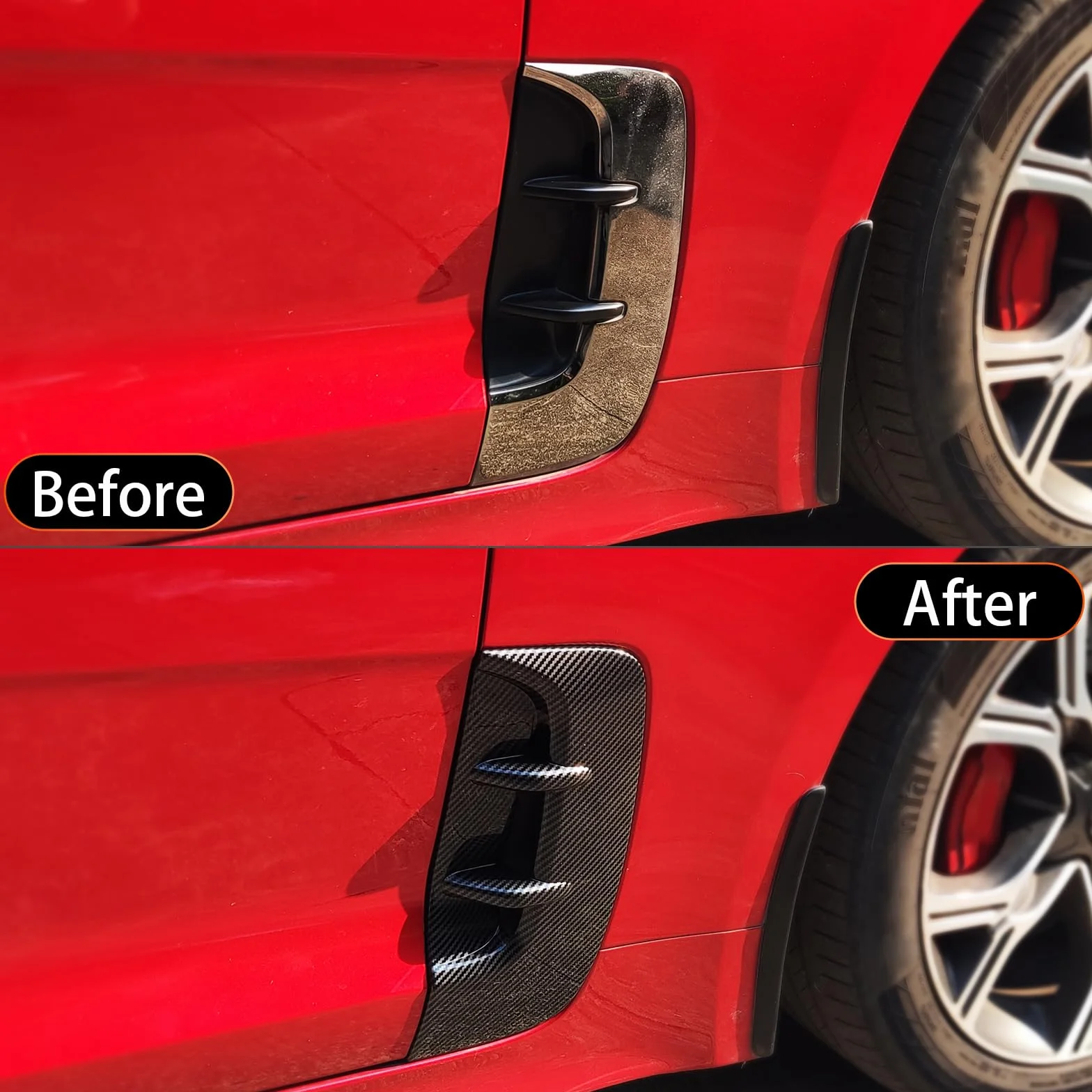 Youtoocar osłony bocznego błotnika do Kia Stinger 2018-2023 wzór z włókna węglowego