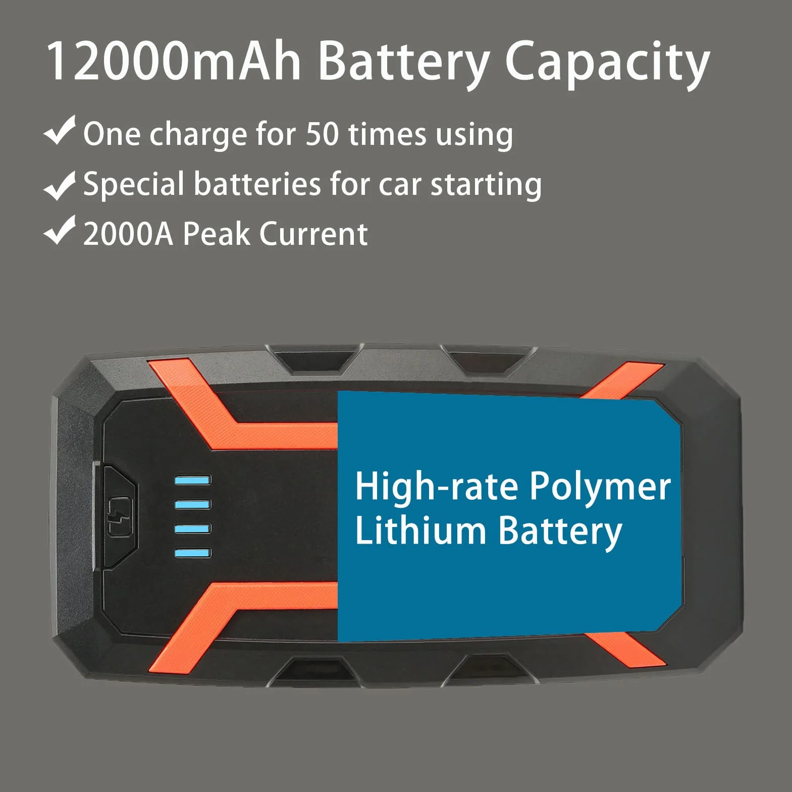 Rozrusznik Samochodowy, 1500A 12000 MAh Przenośny Rozrusznik Samochodowy do 7,2 L Gazu, 5,5 L Silnik Wysokoprężny, 12 V Wzmacniacz Akumulatora Samochodowego z kompasową lampką LED