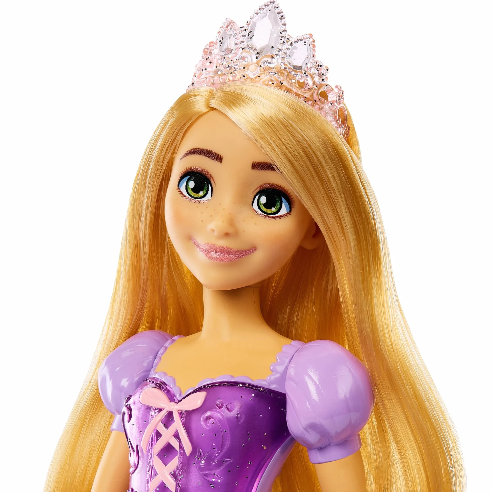 Mattel Disney Księżniczka Disneya Roszpunka Lalka z punktami zgięcia, błyszczącym ubrankiem i akcesoriami inspirowanymi filmem Disneya, prezent dla dzieci HLW03