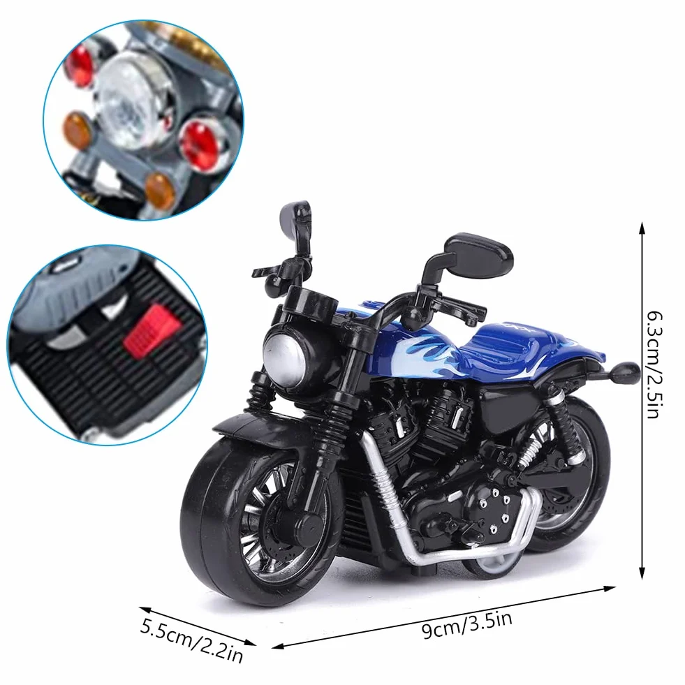 Aluminiowa zabawka motocyklowa Wysoka symulacja Model motocykla Pojazd typu pull-back Zabawka dla dzieci Zestaw upominkowy z zabawkami intelektualnymi (niebieski)