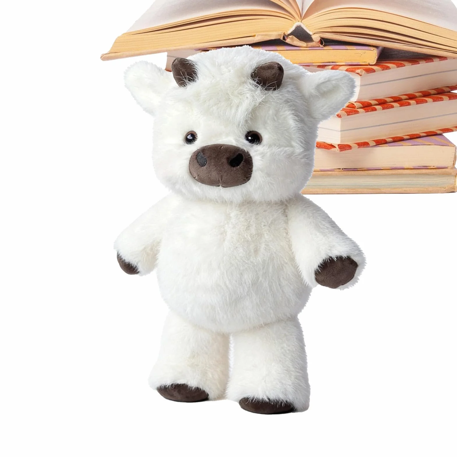 Cute Huggables Cow, Soft Stuffed Animal, 17.7inch Plush Toy with Fuzzy Texture, Resilient Cotton Cattle Doll, Adorable Figure with Realistic Style, Nursery Toy for Boys Girls and Bedroom