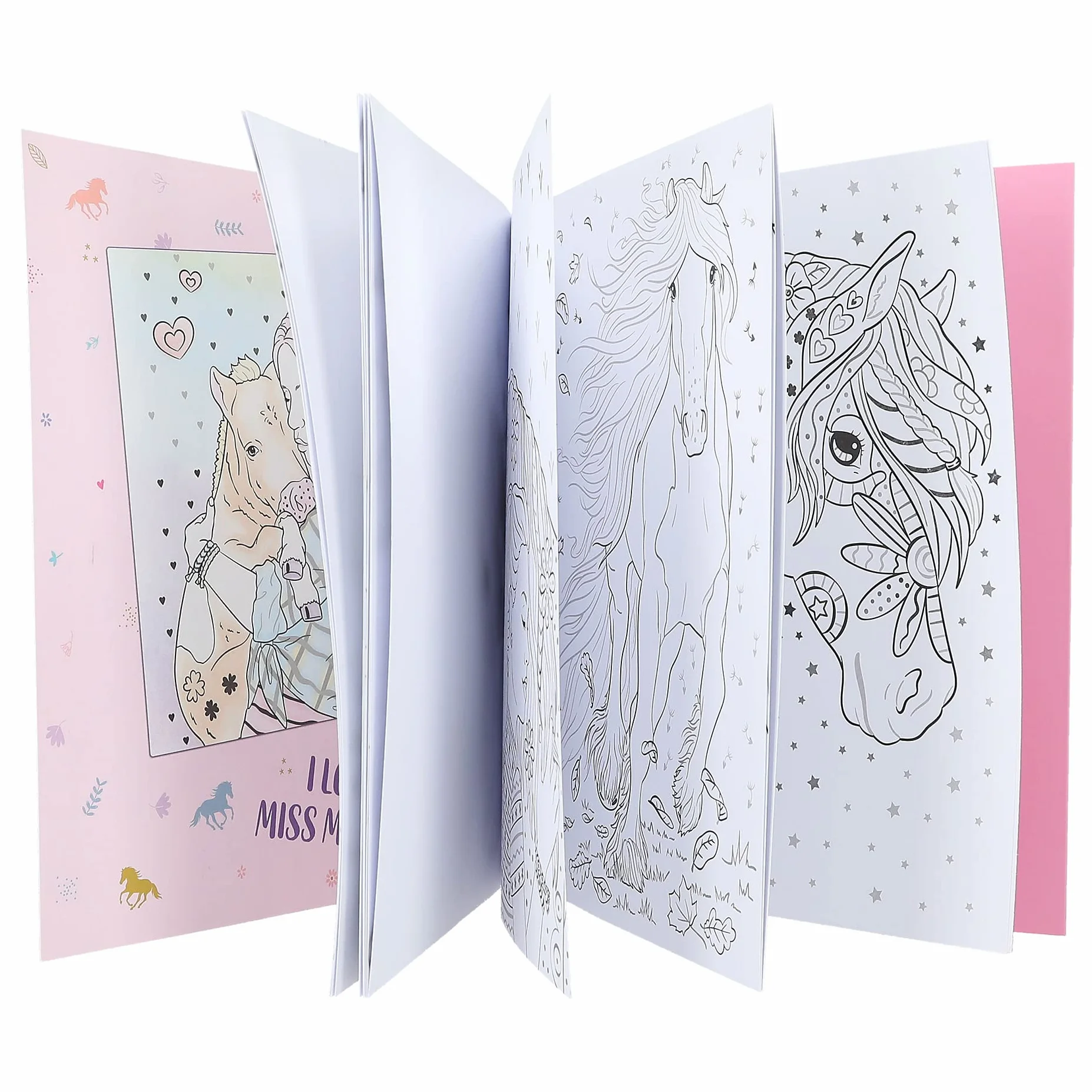 Depesche 12576 Miss Melody - Watercolour Book, kolorowanka z pędzelkiem i 30 motywami koni do pokolorowania wodą