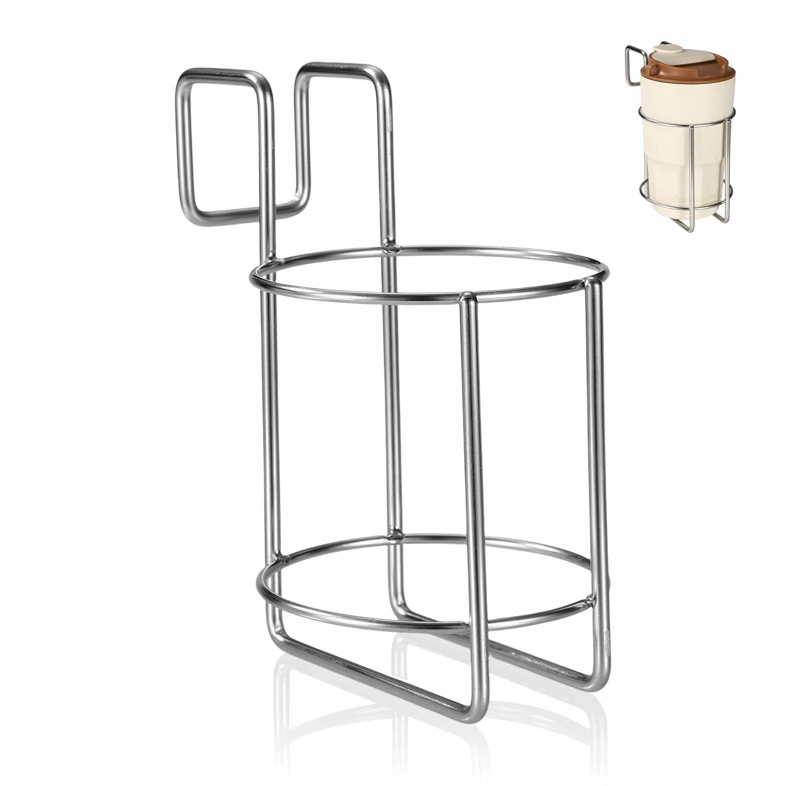 Metalowy Uchwyt Kubek Łóżka 9,2x9,2x15,2cm Srebrny