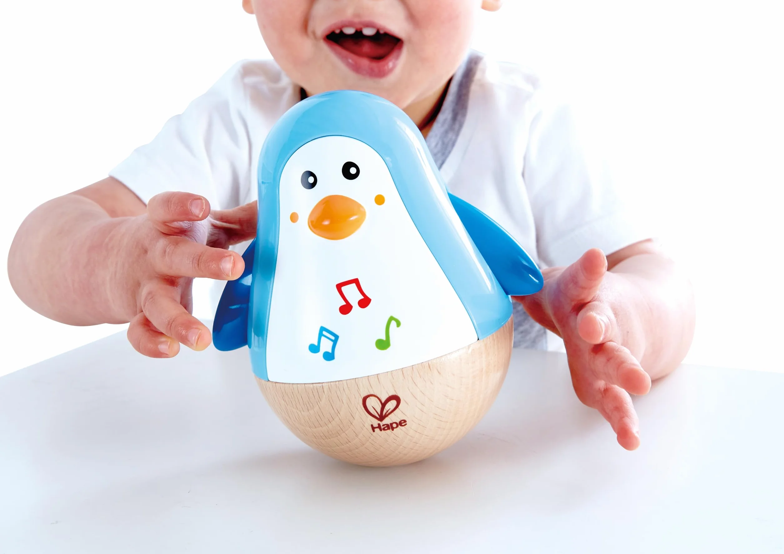 Hape Penguin Musical Wobbler, Colourful Wobbling Melody, Roly-Poly Toy for Kids 6 Months+