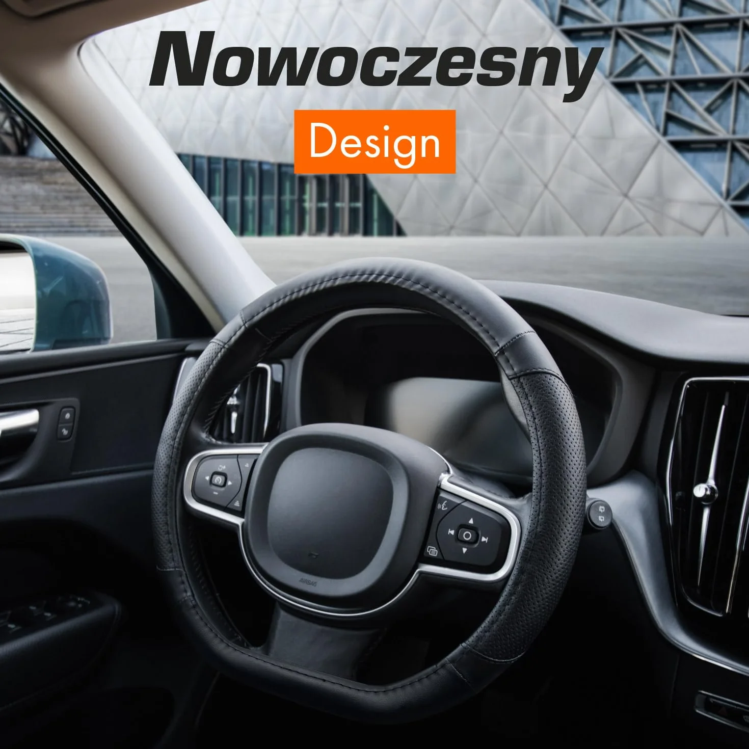Upgrade4cars Pokrowiec na kierownicę w kształcie D, czarny Uniwersalny osłon kierownicy Akcesoria samochodowe