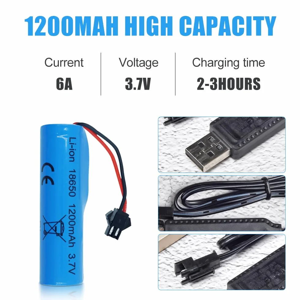Mineup 3,7V 1200 mAh litowo-jonowa bateria, 4 sztuki RC akumulatorów do ponownego naładowania z 4 ładowarkami USB z wtyczką SM-2P, litowo-jonowa bateria zasilająca Mineup RC do ponownego naładowania