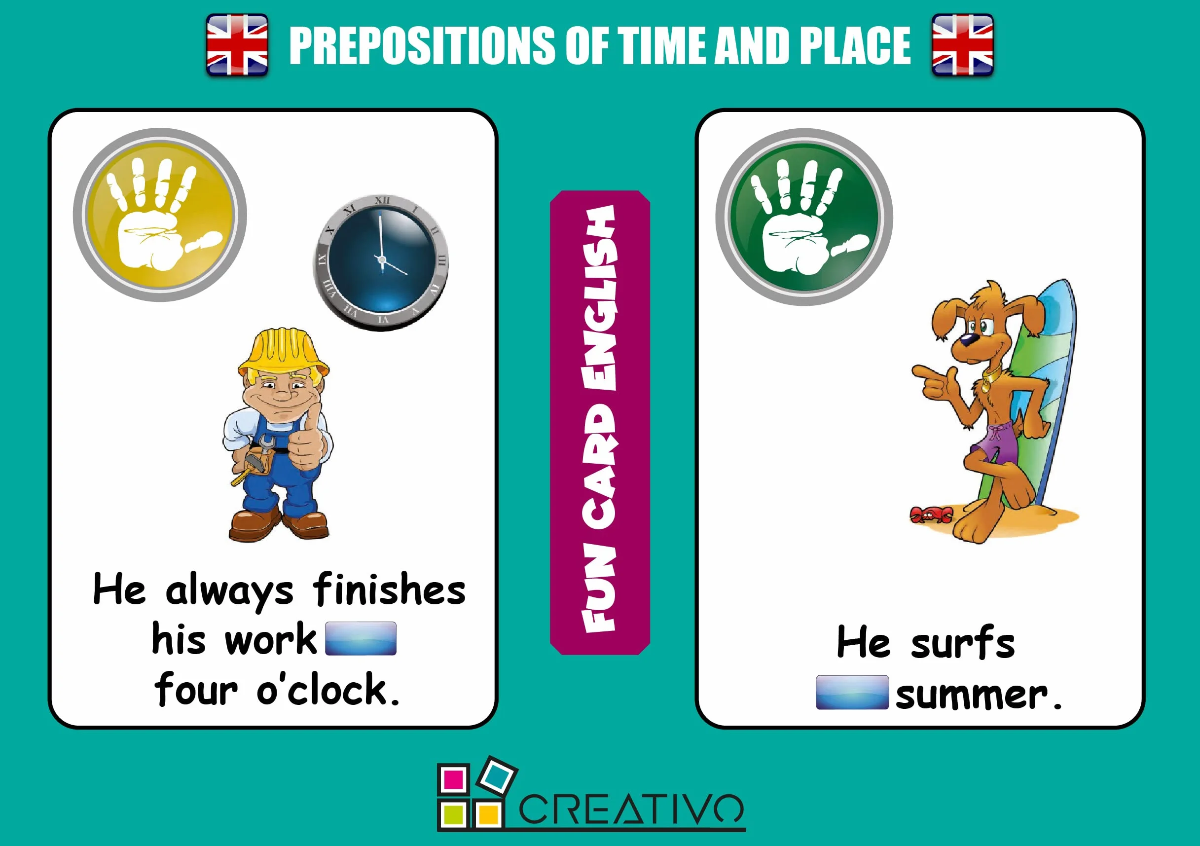 ENGLISH PREPOSITIONS OF TIME AND PLACE (FICHAS)