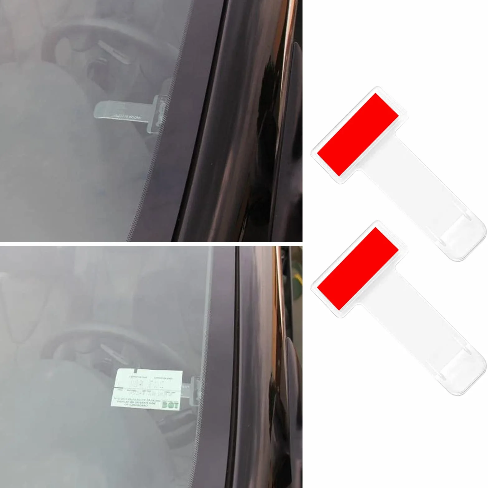 4 sztuki klipsów na bilety parkingowe, przezroczyste uchwyty na przednią szybę samochodu, samoprzylepne klipsy do biletów, do samochodów osobowych i kempingowych, samochodów dostawczych