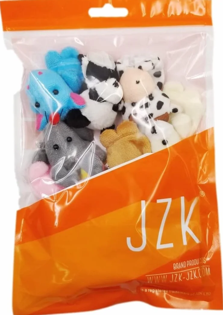 JZK 11 zwierząt palec marionetka zestaw mała pluszowa zabawka zwierzę ręka marionetka dla dzieci dzieci upominki na przyjęcie urodzinowe torby wypełniacze