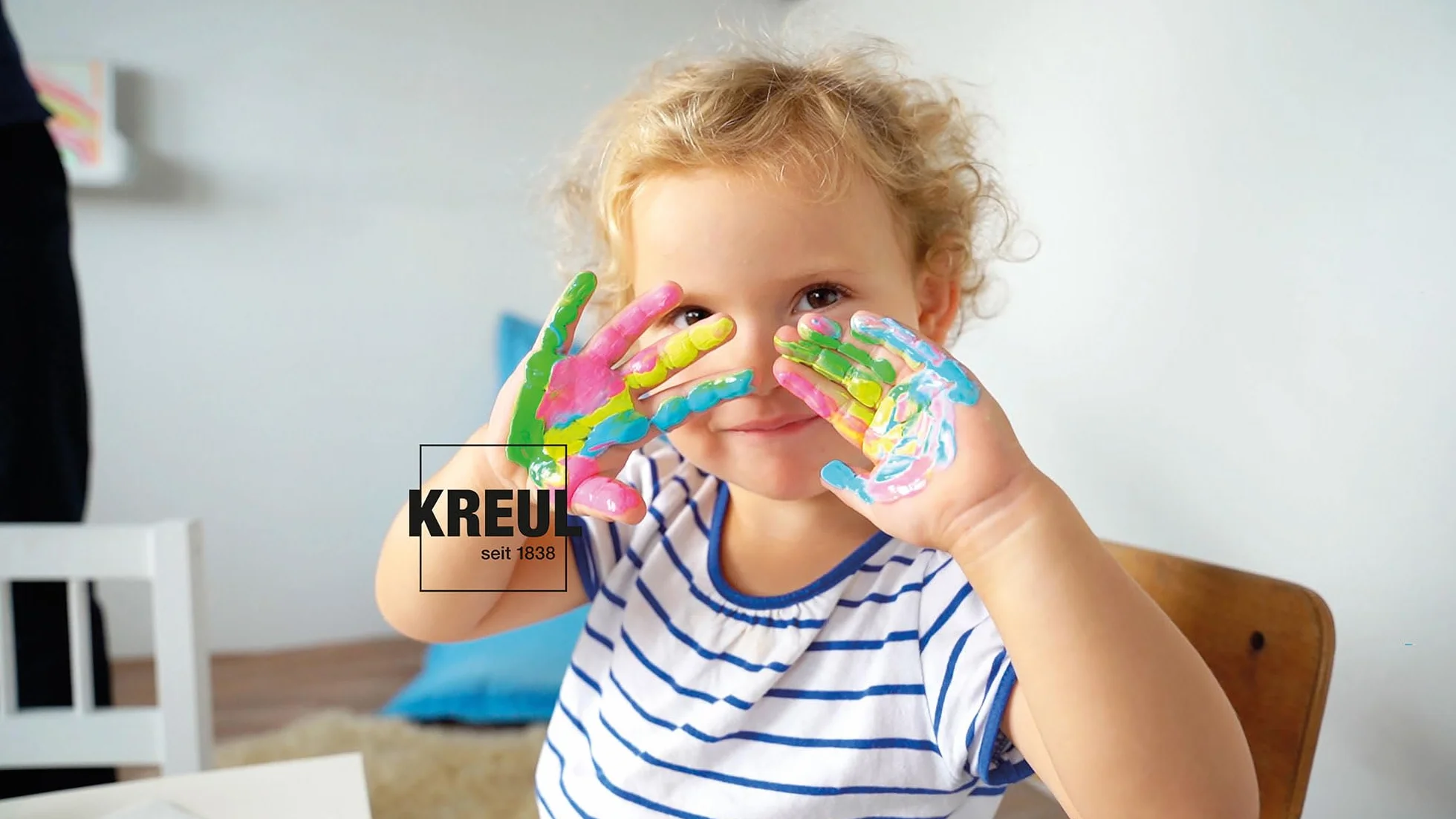 KREUL 2316 - Mucki Zestaw 6 x 150 ml farb do malowania palcami, farby wegańskie, bez parabenów, glutenu i laktozy, zmywalne, do stosowania palcem i pędzlem, jasne kolory