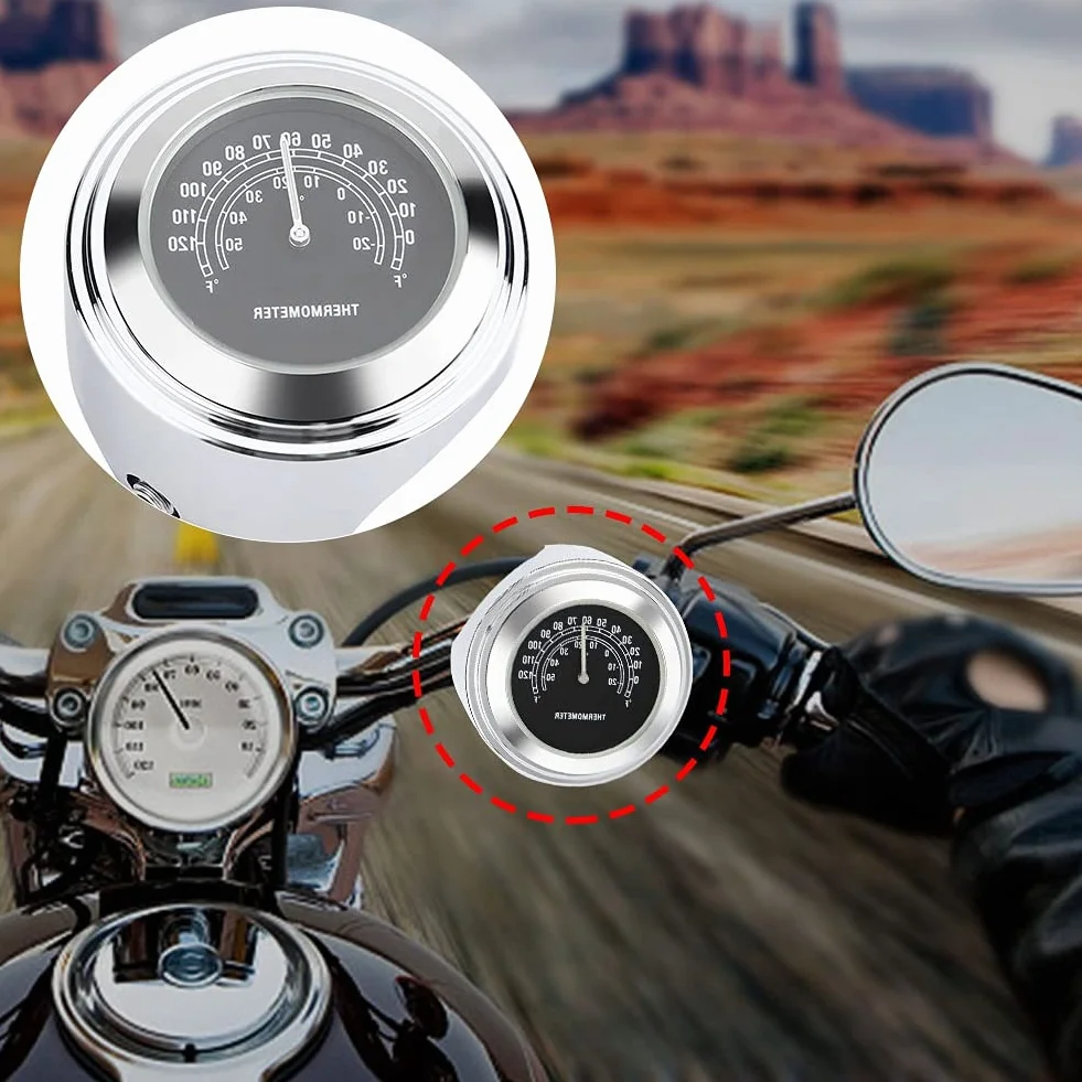 Termometr do montażu na kierownicy, powłoka galwaniczna Wodoodporny termometr ze stopu aluminium do montażu na kierownicy do motocykla do motocykla(Czarny)