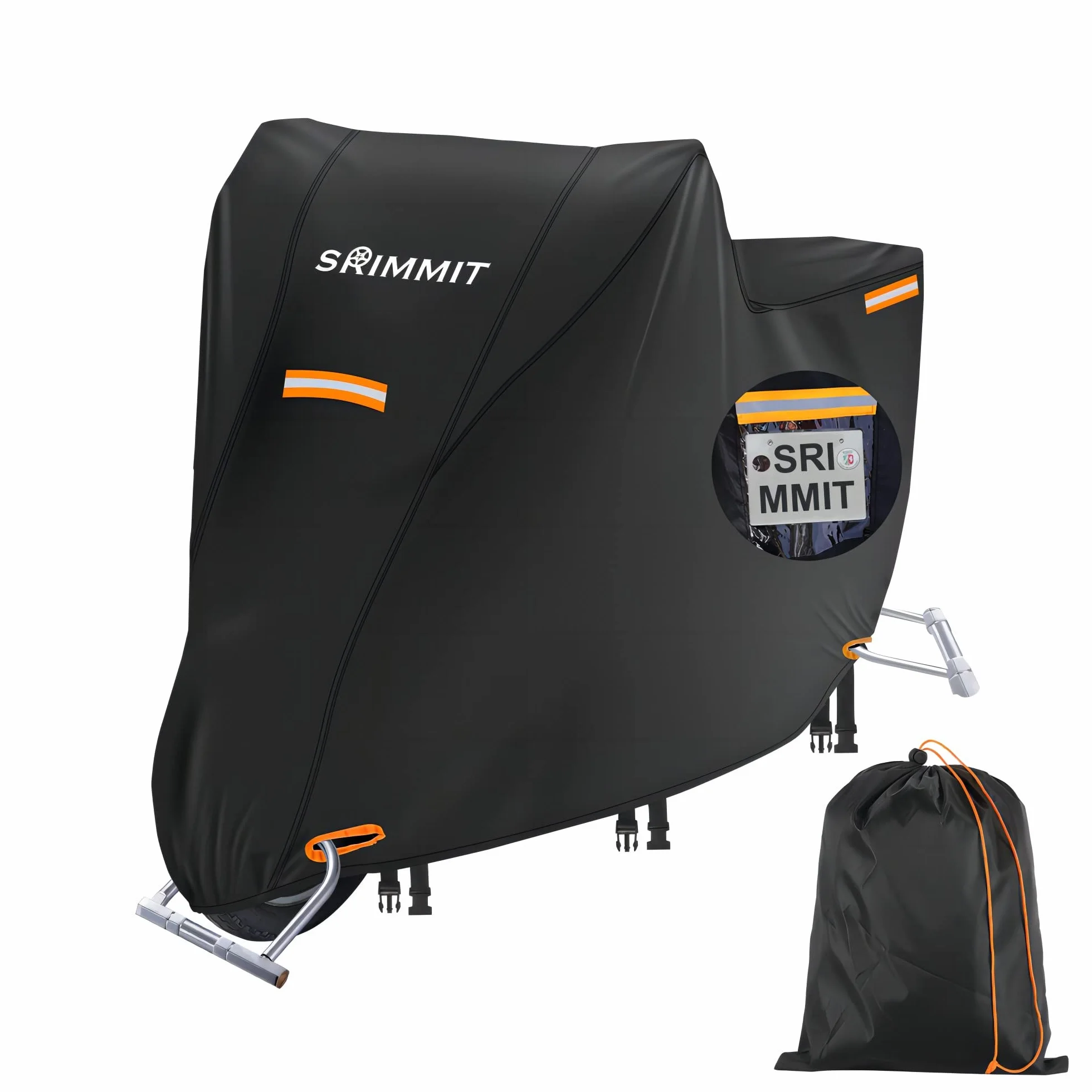 Pokrowiec na motocykl wodoodporny XXL 244x104x124cm z okienkiem tablicy rejestracyjnej