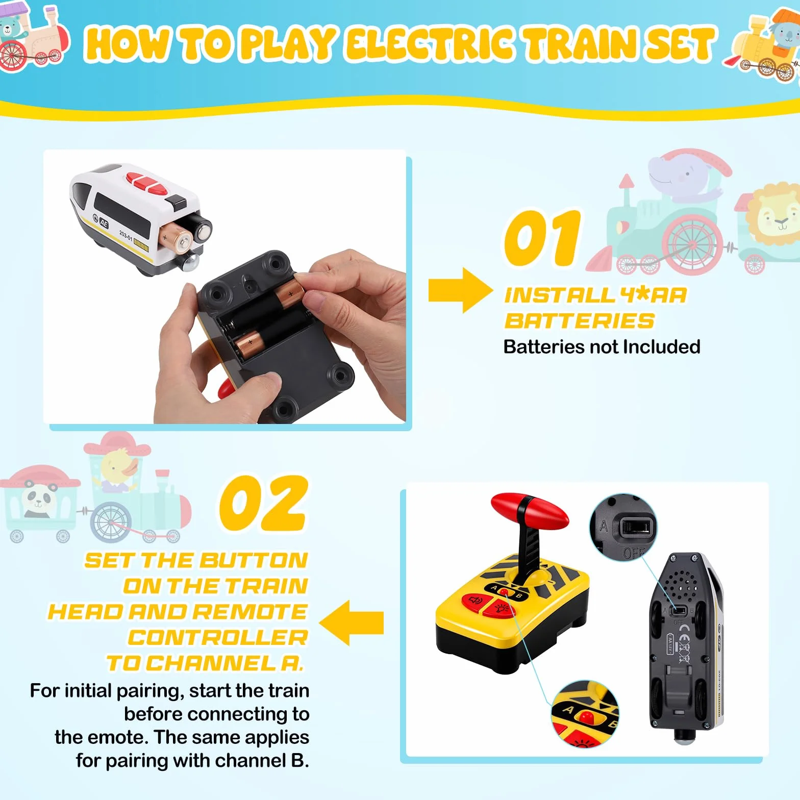 Starvortex Zestaw pociągów elektrycznych, silnikowe pociągi akumulatorowe do akcesoriów Brio, drewniany tor, pilot zdalnego sterowania, kompatybilny z Brio Thomas Railway, zestaw pociągów dla chłopców