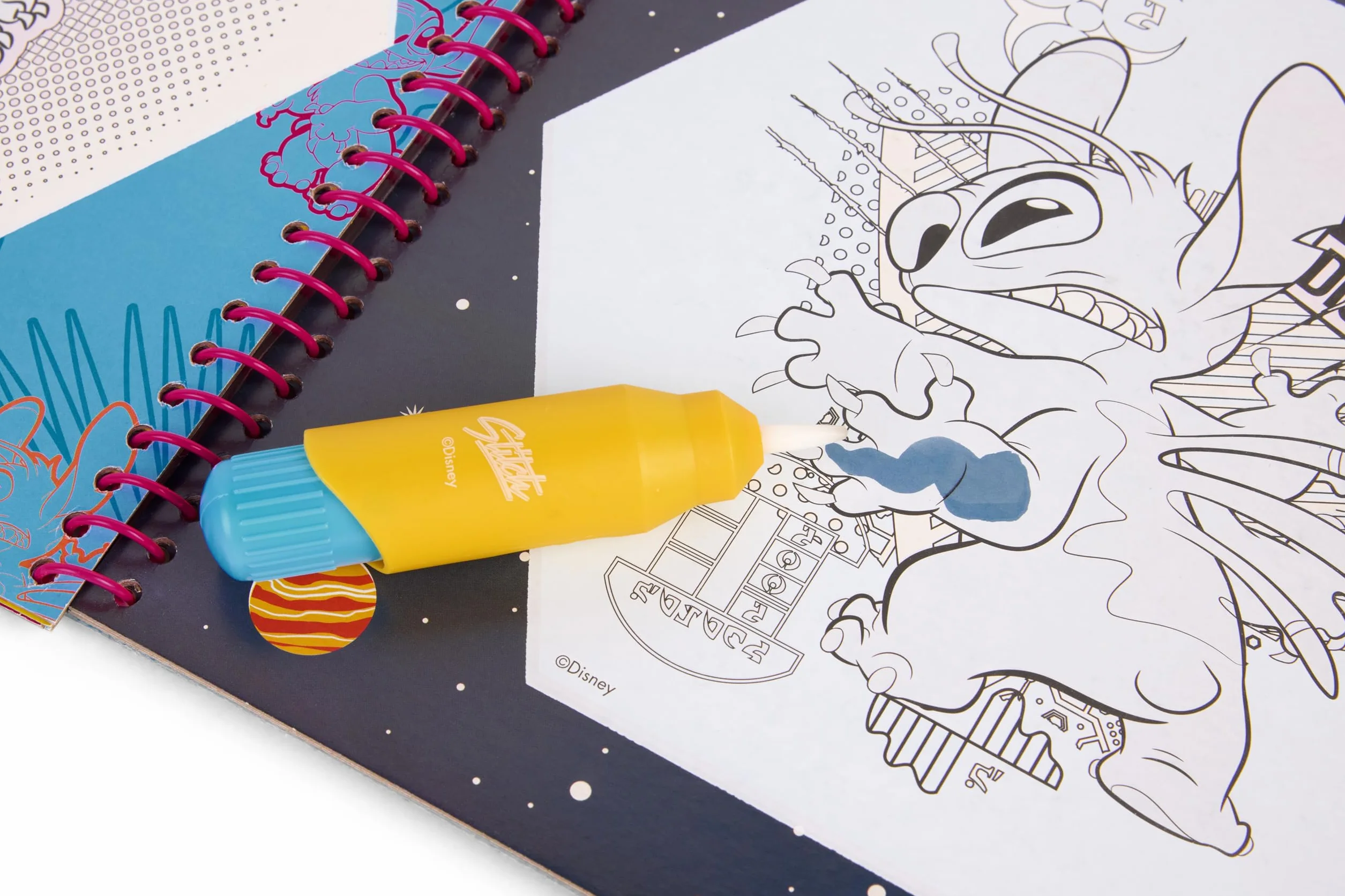Disney Stitch kolorowanka z wodą, kolorowanka wodna, wielokrotnego użytku dla dzieci od 3 lat, z pisakiem wodnym do ponownego napełniania, 12 stron do kolorowania, prezenty Lilo i Stitch, zestaw do