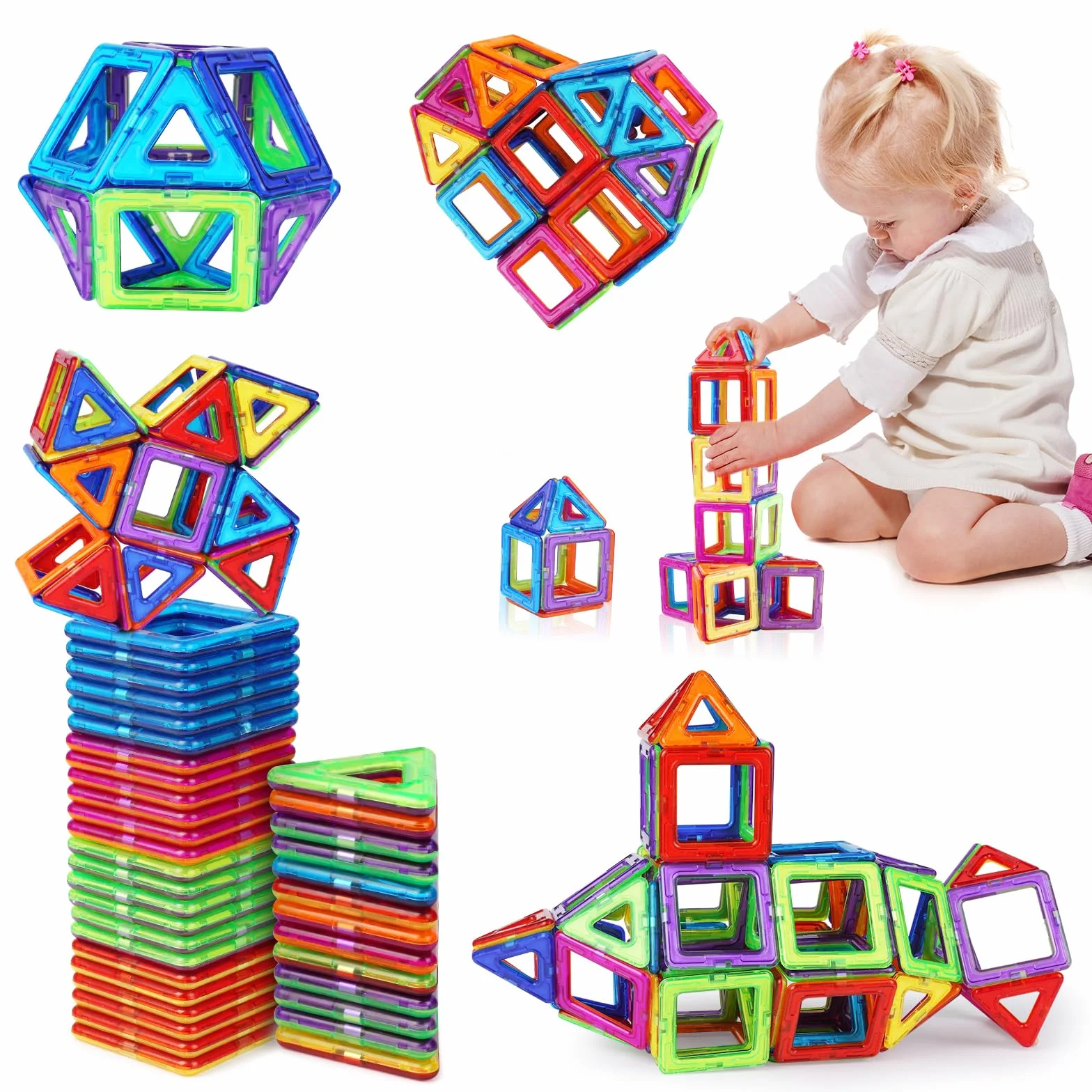 OSDUE Montessori magnetyczne klocki, 40 elementów, zabawka magnetyczna, zabawka edukacyjna, prezent
