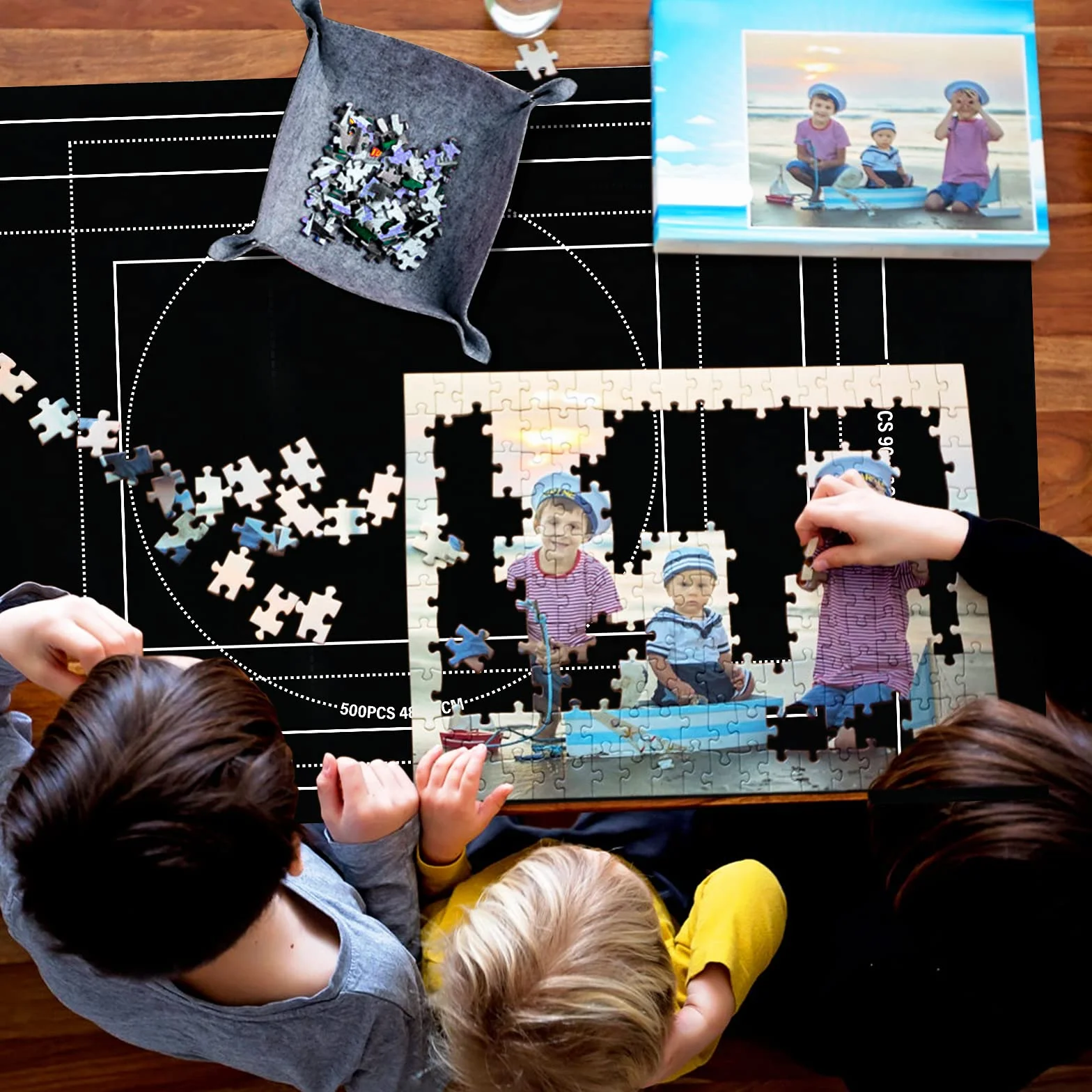 LIHAO Zestaw mat do przechowywania puzzli, do przechowywania puzzli, do 1500 sztuk puzzli, kolor czarny