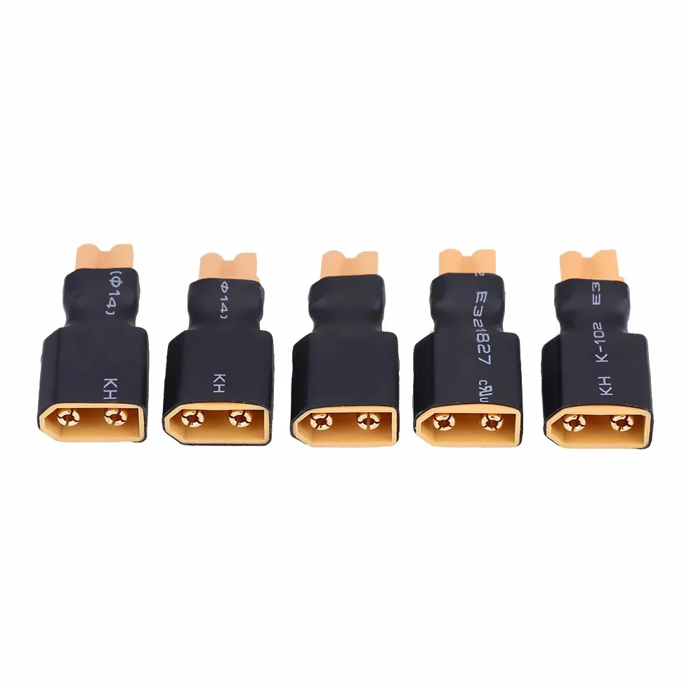 5 szt.RC Drone Adapter męski, XT30 do XT60 konwerter baterii męski (XT30 żeński na XT60 męski)