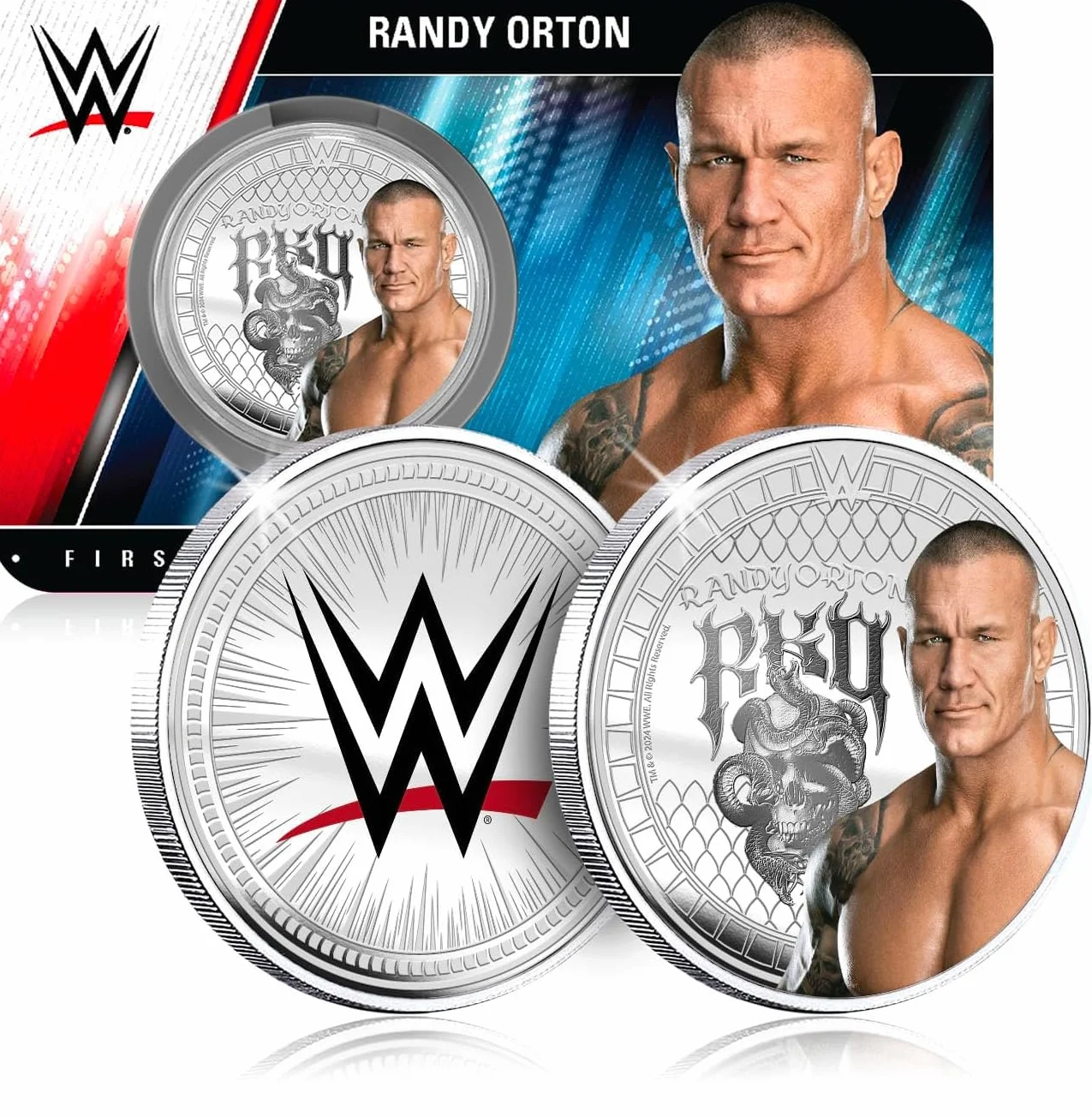 FANTASY CLUB Randy Orton WWE 32 mm Oficjalna moneta kolekcjonerska – hołd dla zabójcy legend i wielokrotnych mistrzów – edycja limitowana dla fanów i kolekcjonerów