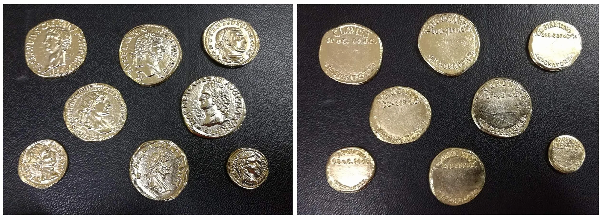 Rzymskie antyczne monety - pozłacany metal - zestaw 8 sztuk - reprodukcja rzemieślnicza