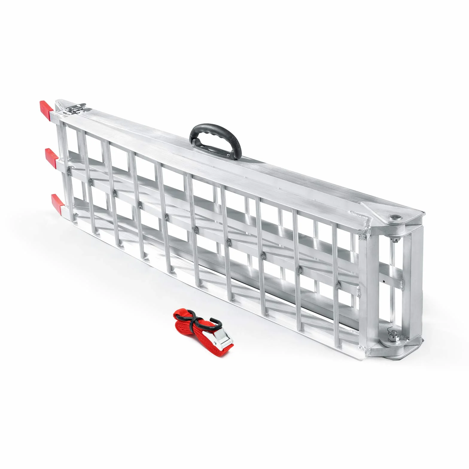 Wiltec Składany najazd aluminiowy z uchwytem o długości 226 cm i udźwigu 340 kg, lekka i łatwa rampa do przechowywania, do załadowania quadów i motocykli